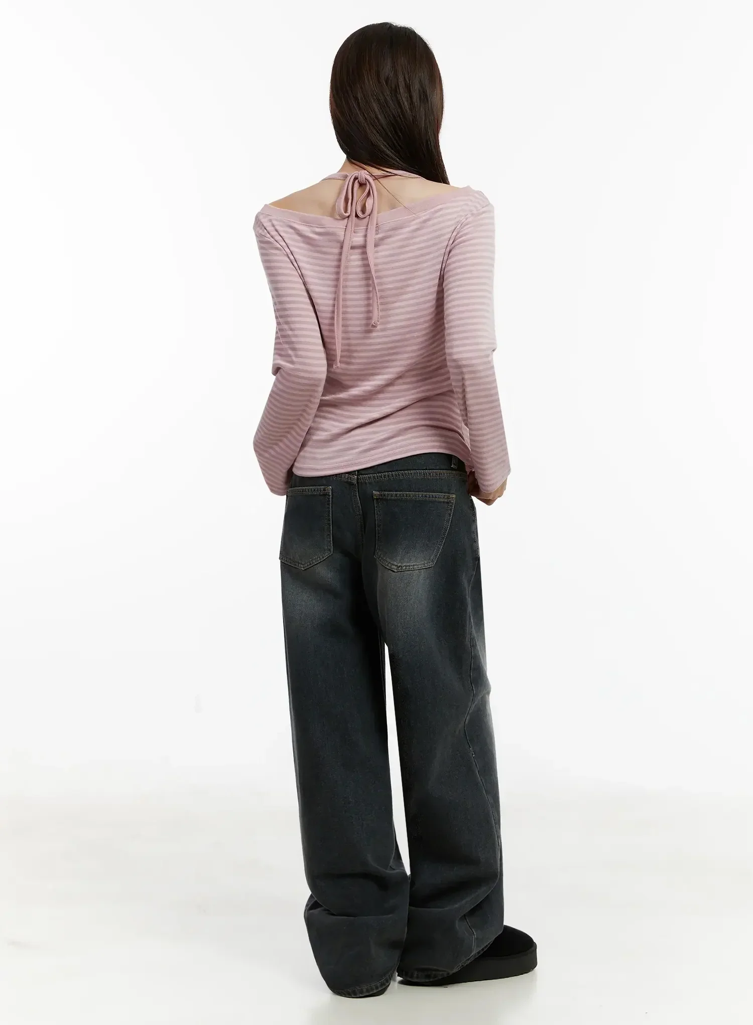 Striped Halter Neck Long Sleeve Top IJ521 - Image 11