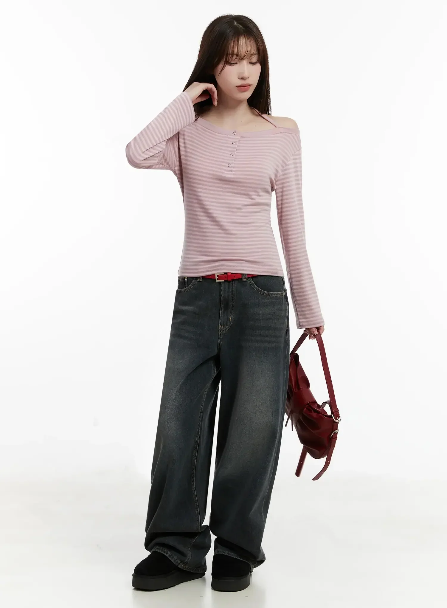 Striped Halter Neck Long Sleeve Top IJ521 - Image 12