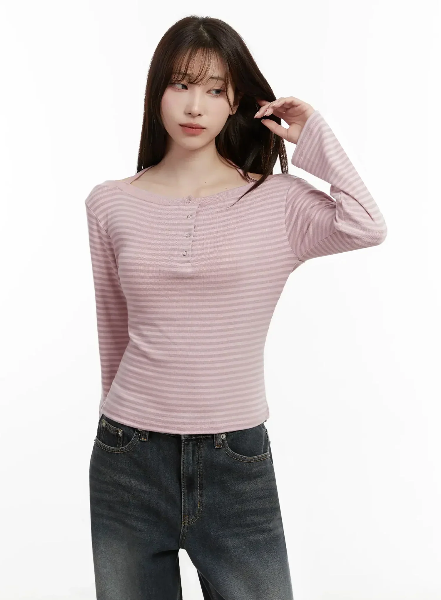 Striped Halter Neck Long Sleeve Top IJ521 - Image 7