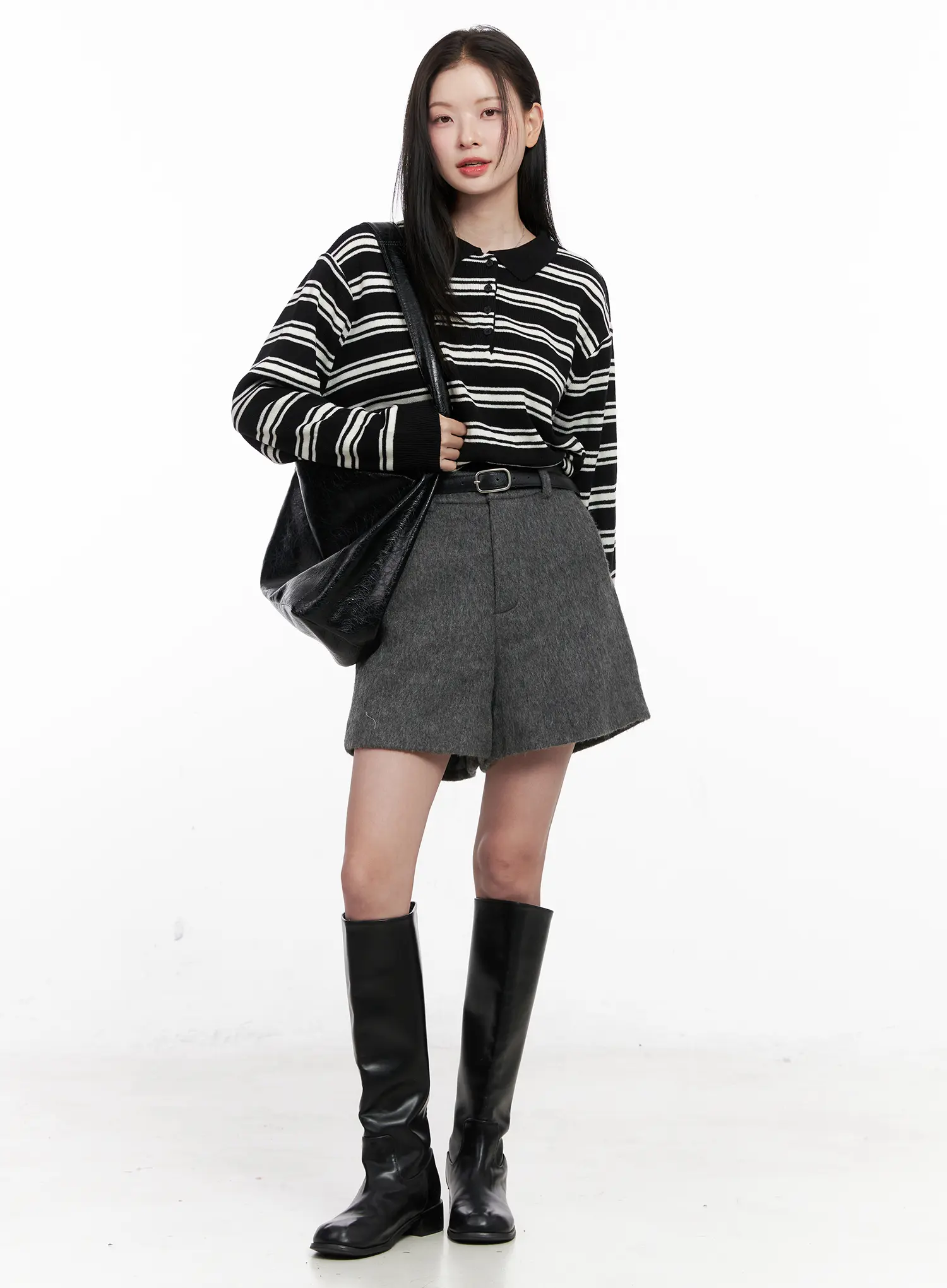 Striped Henley Neck Knit CN504 - Image 2