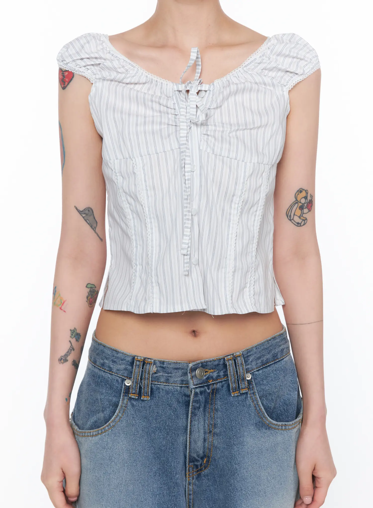 Striped Off-Shoulder Blouse CA524 - Image 8