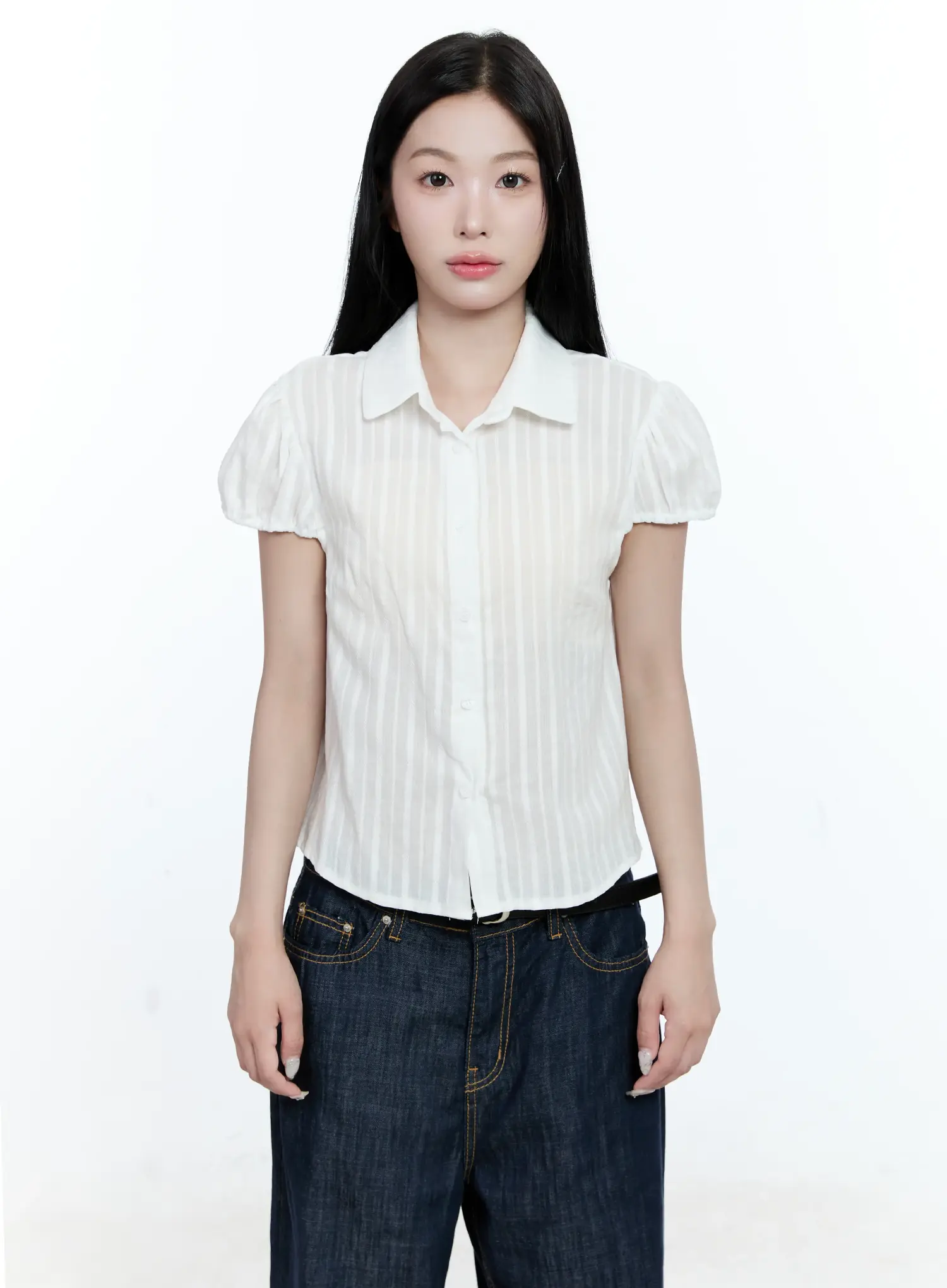 Striped Puff-Sleeve Blouse CG513 - Image 10