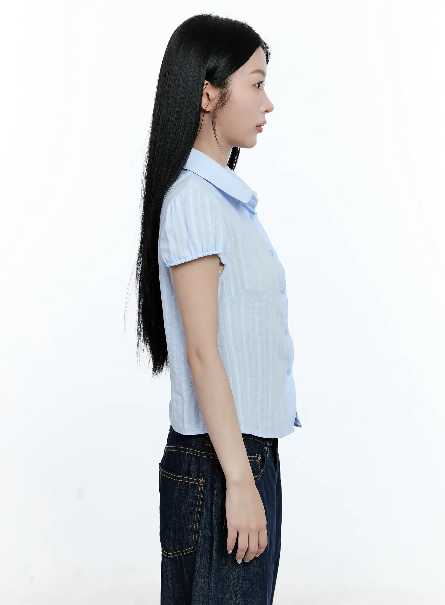 Striped Puff-Sleeve Blouse CG513 - Image 4