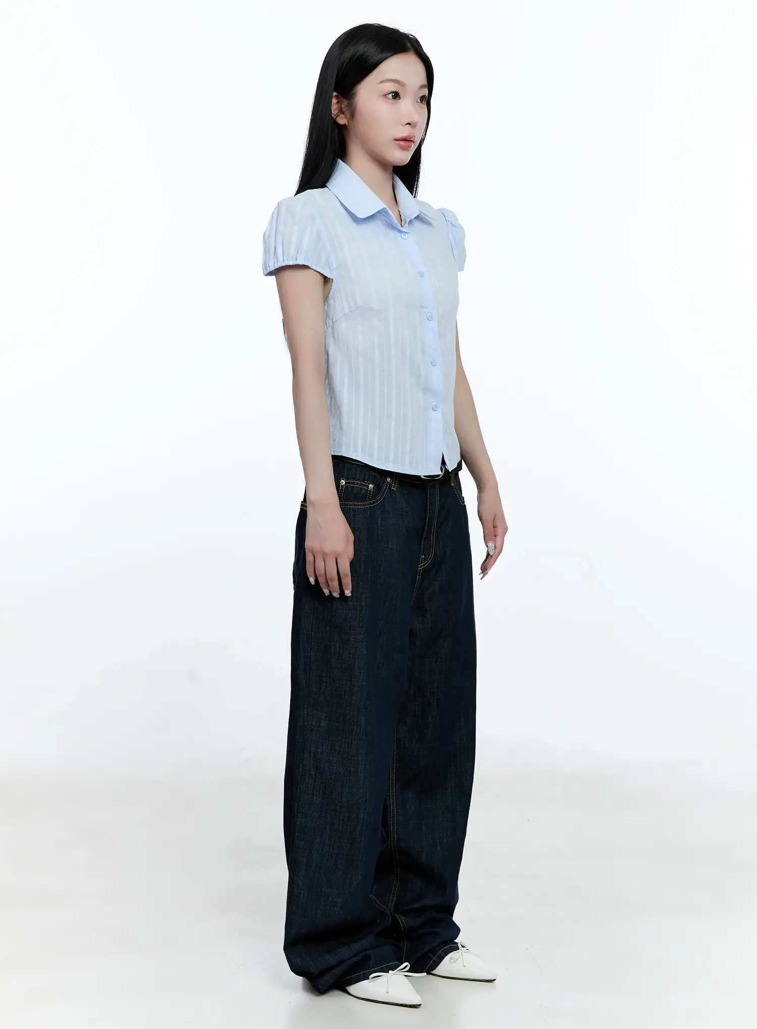Striped Puff-Sleeve Blouse CG513 - Image 5