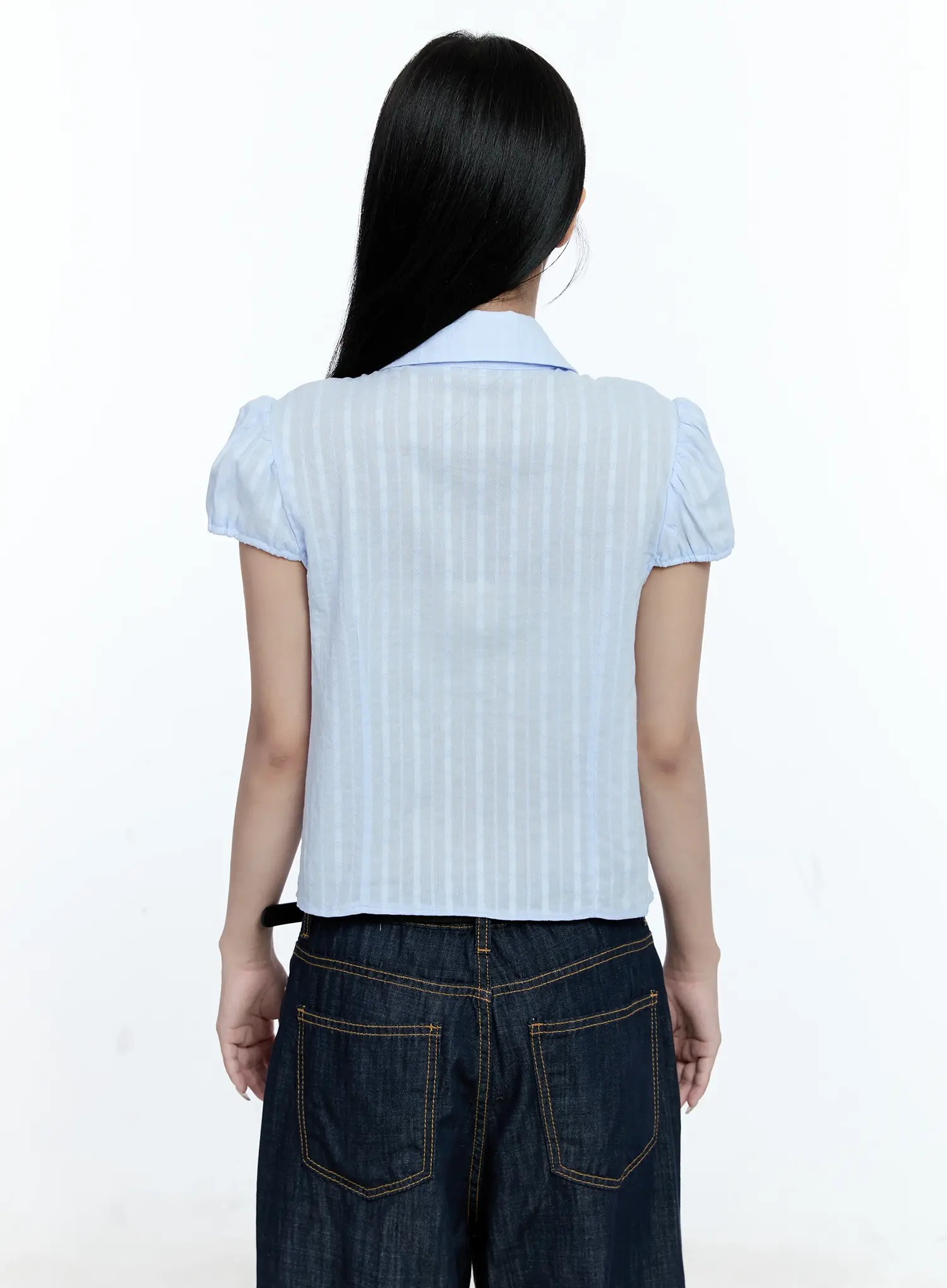Striped Puff-Sleeve Blouse CG513 - Image 7