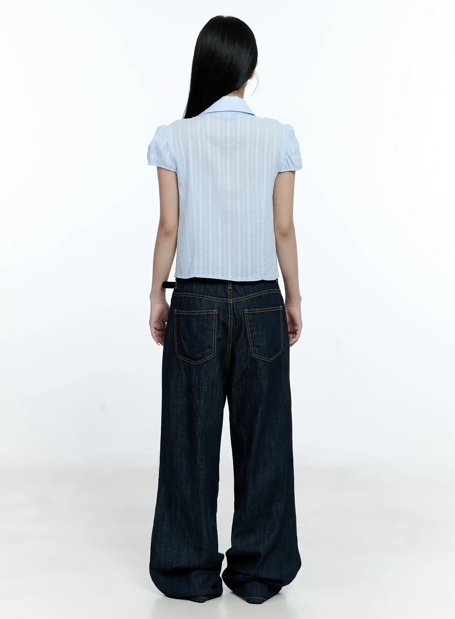 Striped Puff-Sleeve Blouse CG513 - Image 8
