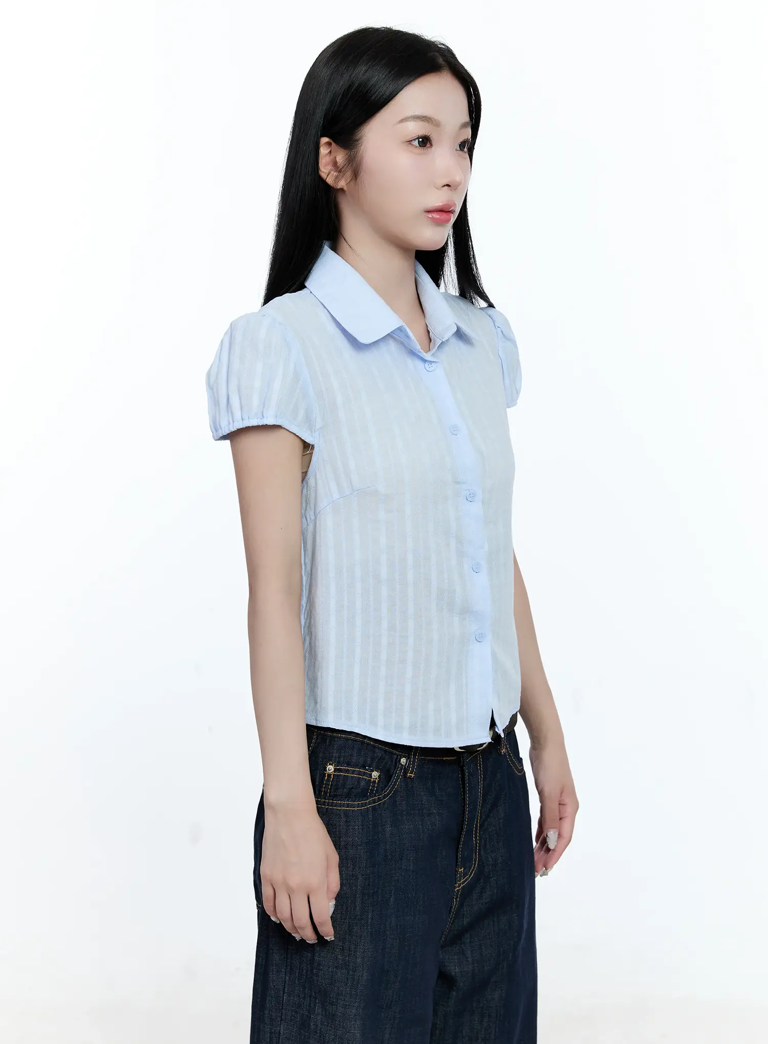 Striped Puff-Sleeve Blouse CG513 - Image 9