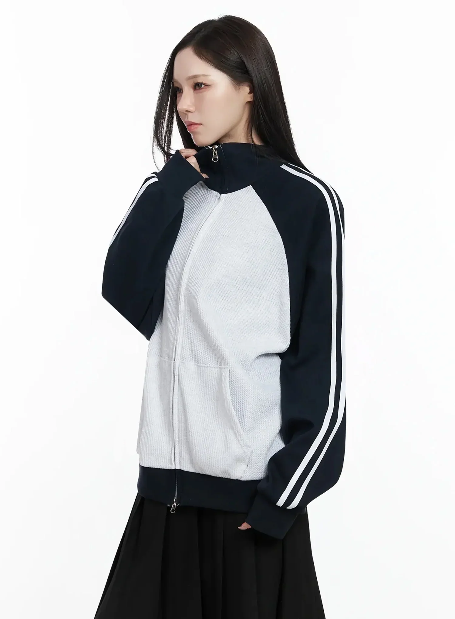 Striped Raglan Track Jacket IJ528 - Image 2