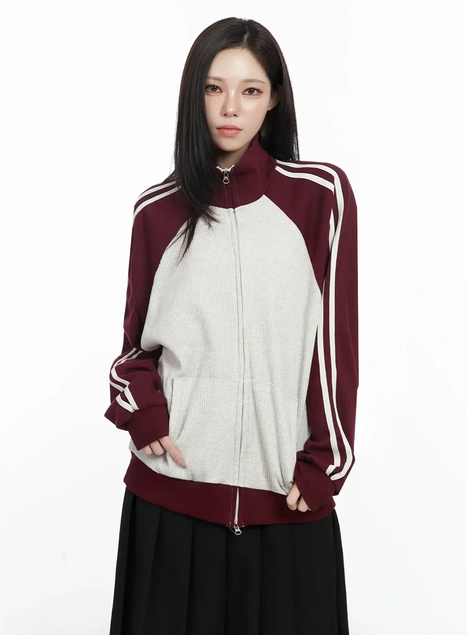 Striped Raglan Track Jacket IJ528 - Image 3