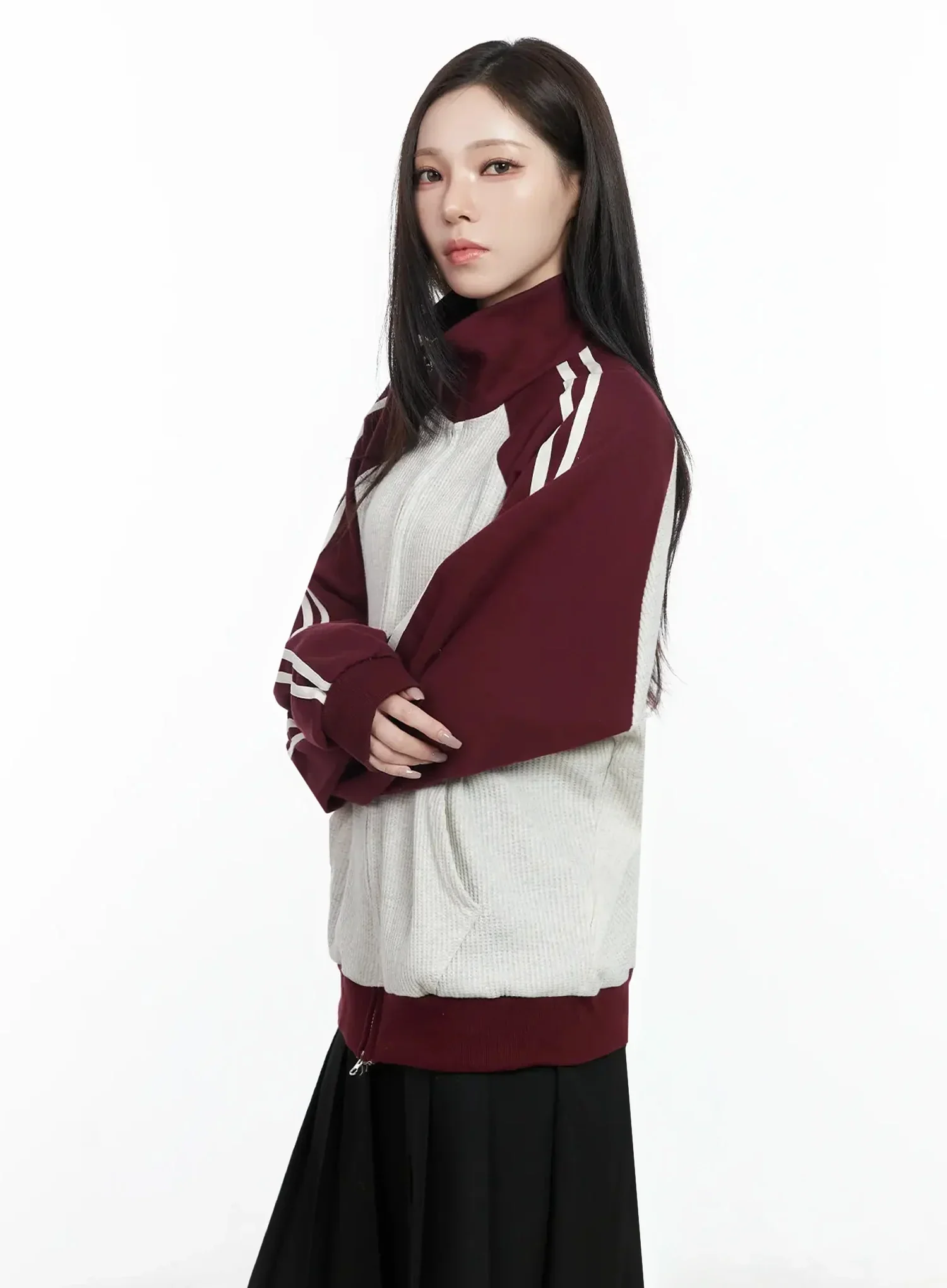 Striped Raglan Track Jacket IJ528 - Image 8