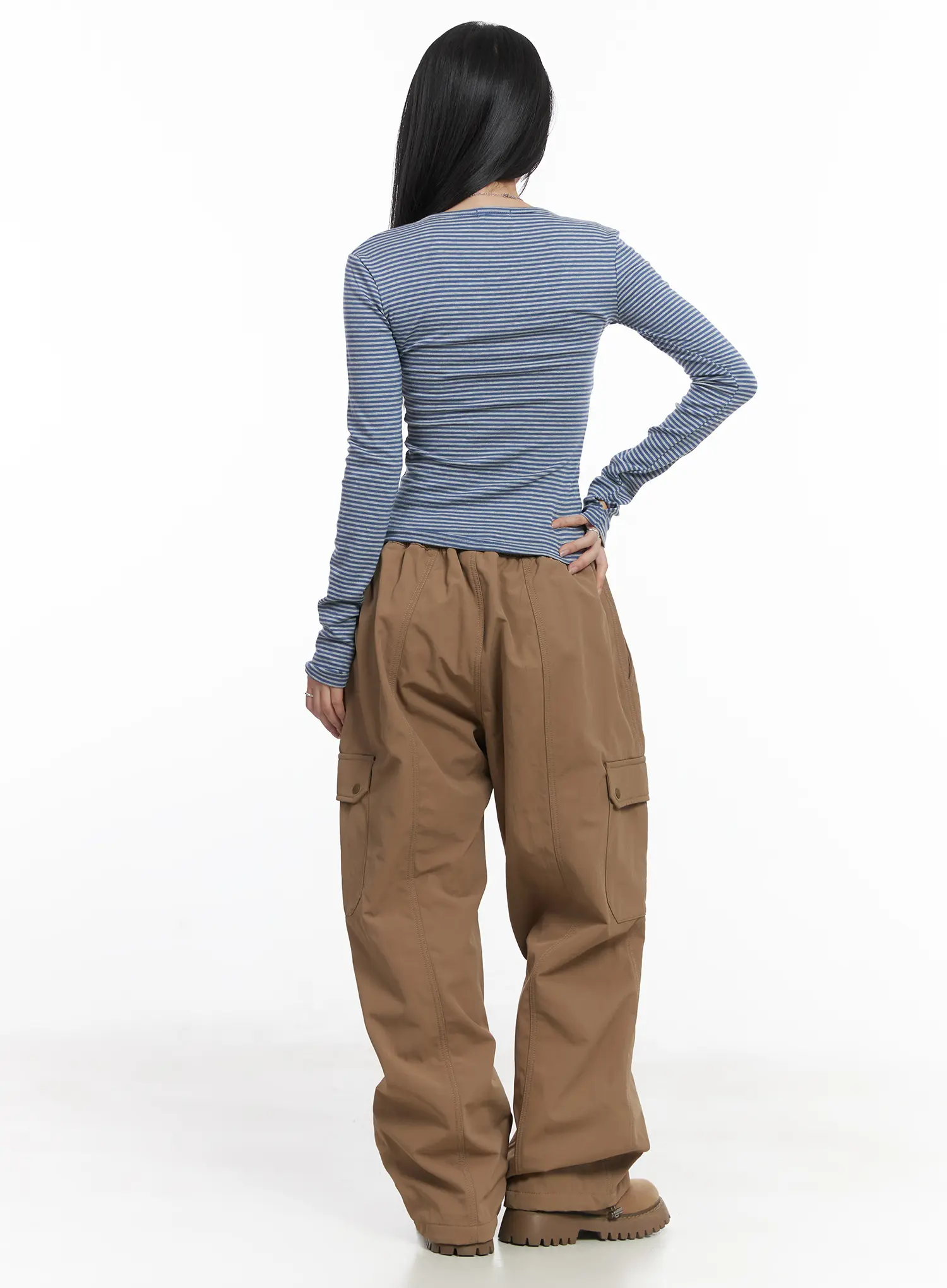 Striped Ribbed Long Sleeve Tee CD530 - Image 5