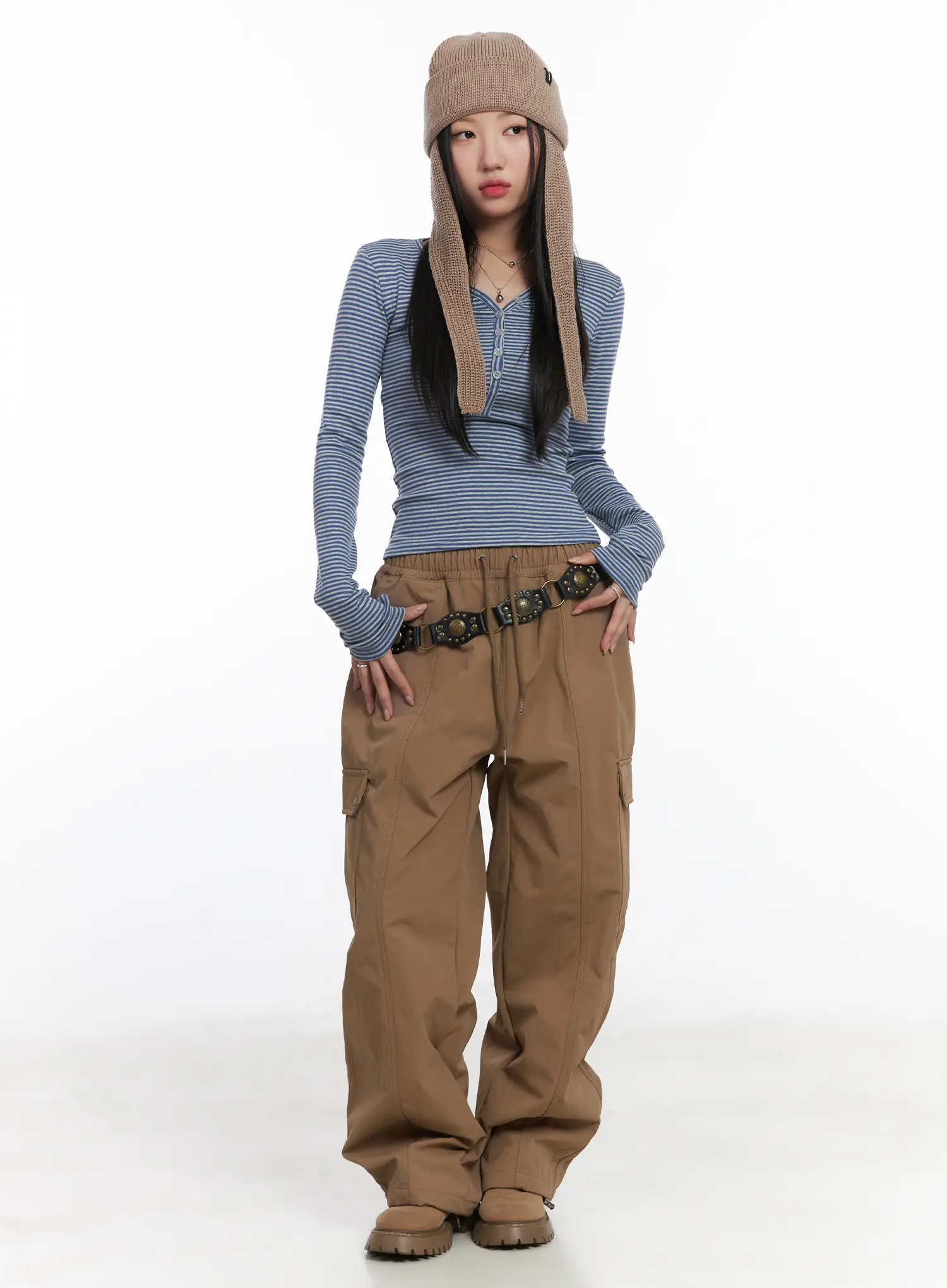 Striped Ribbed Long Sleeve Tee CD530 - Image 7