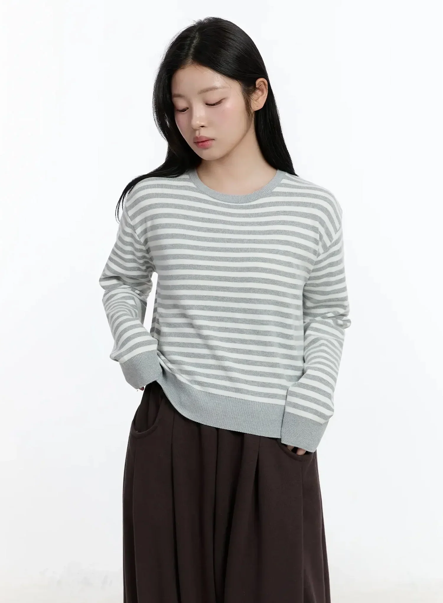 Striped Round Neck Knit Top IM519 - Image 12