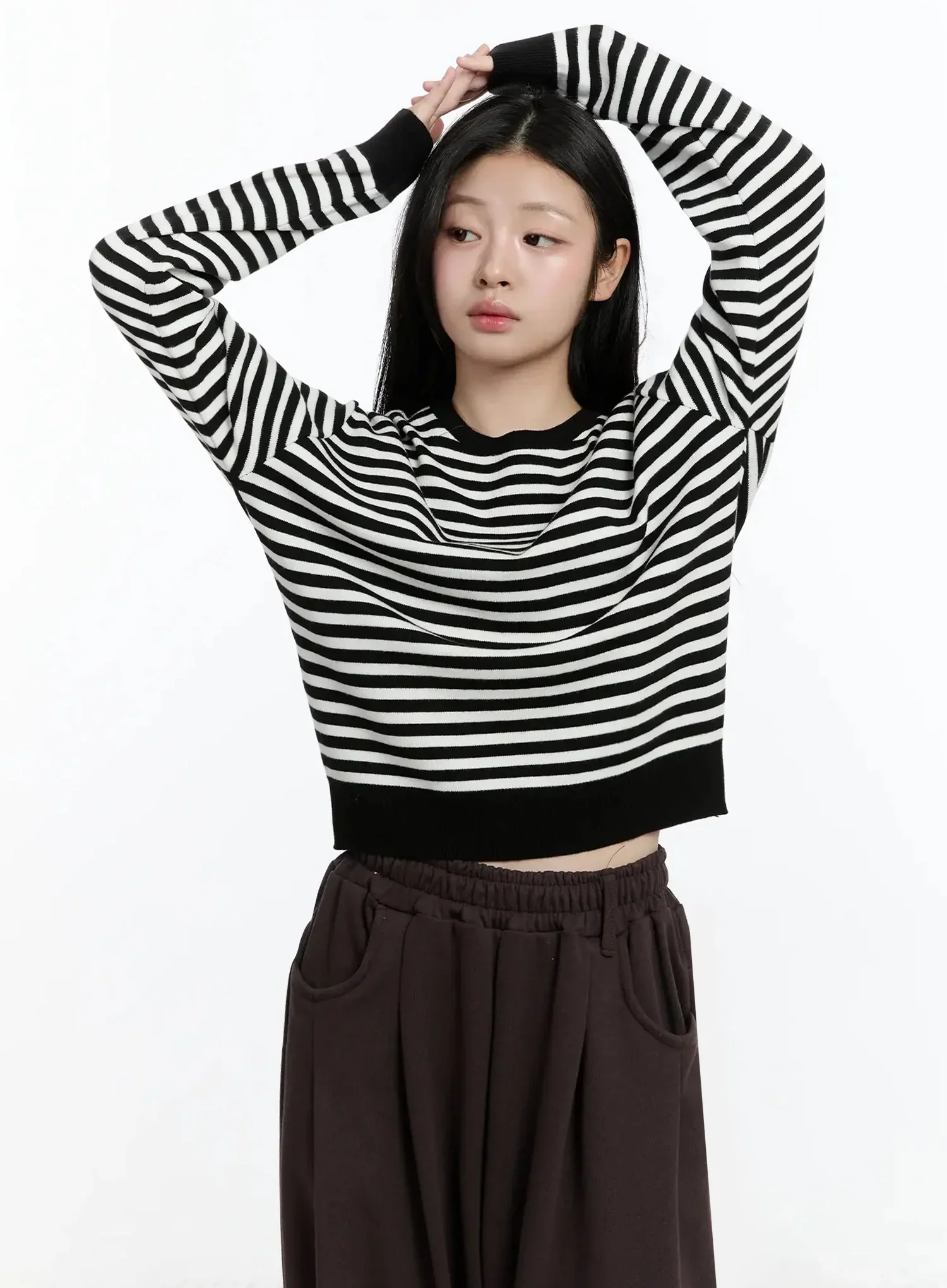 Striped Round Neck Knit Top IM519 - Image 13
