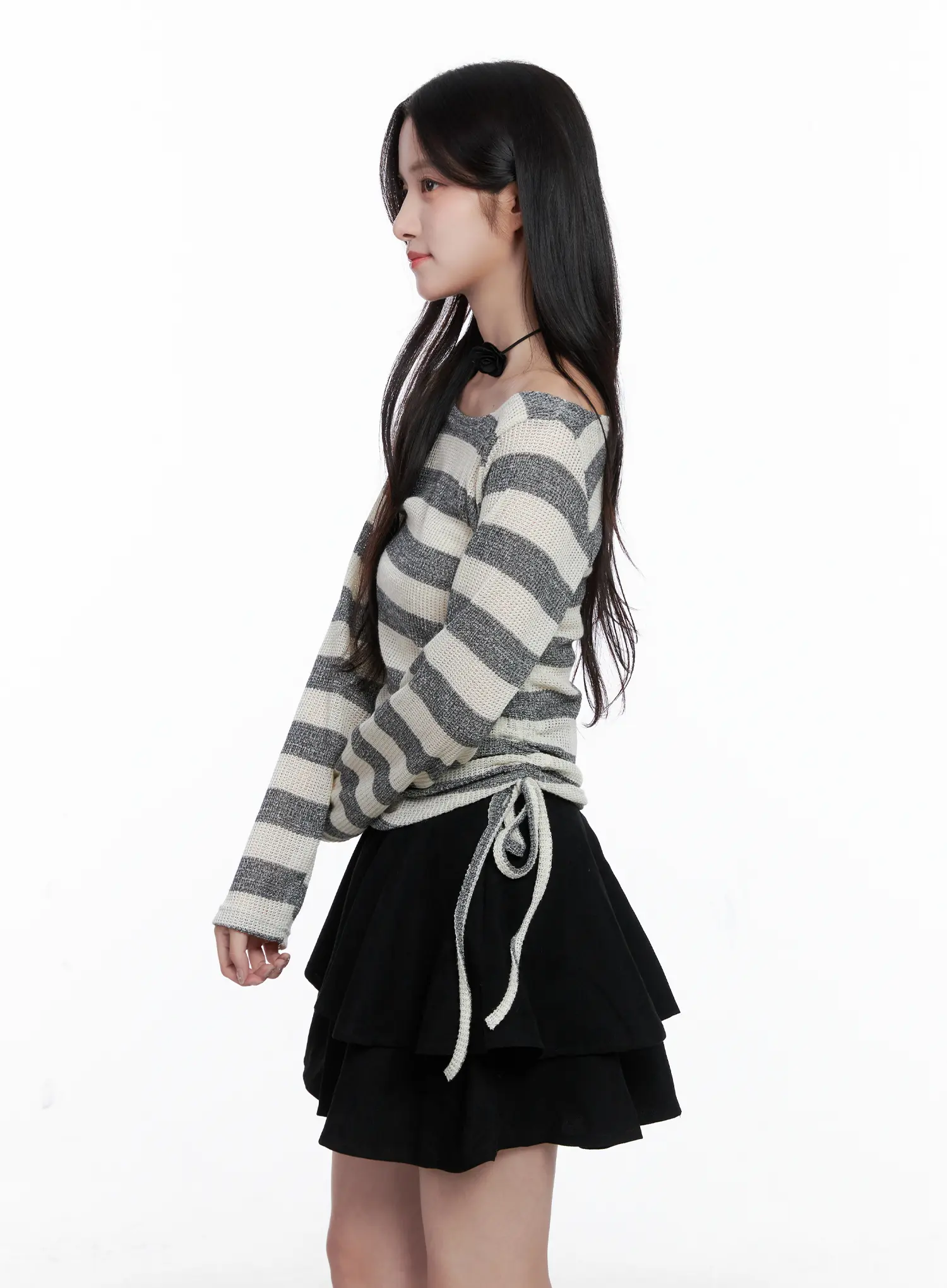 Striped Ruched Wide Neck Top CS523 - Image 3