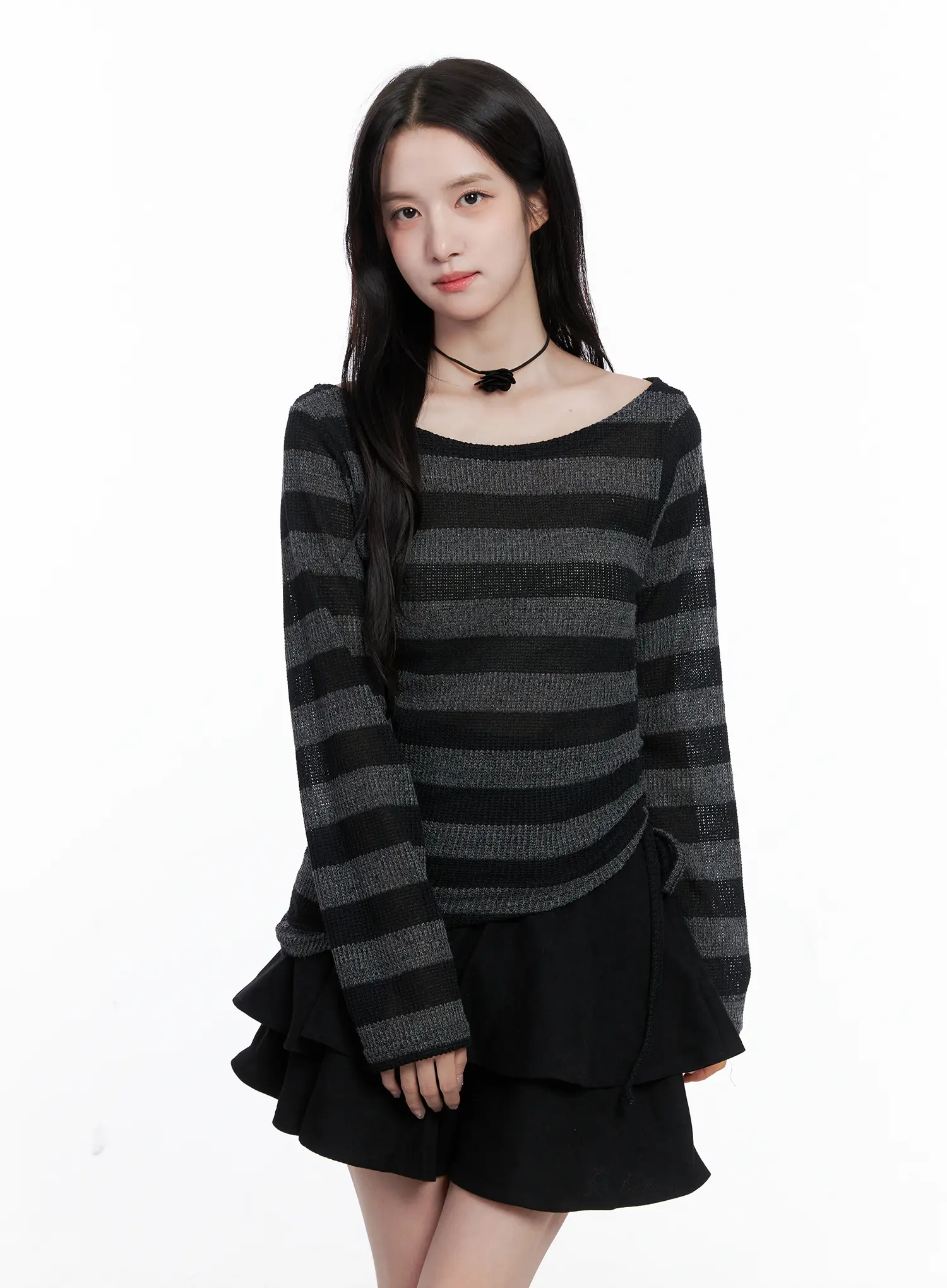 Striped Ruched Wide Neck Top CS523 - Image 7