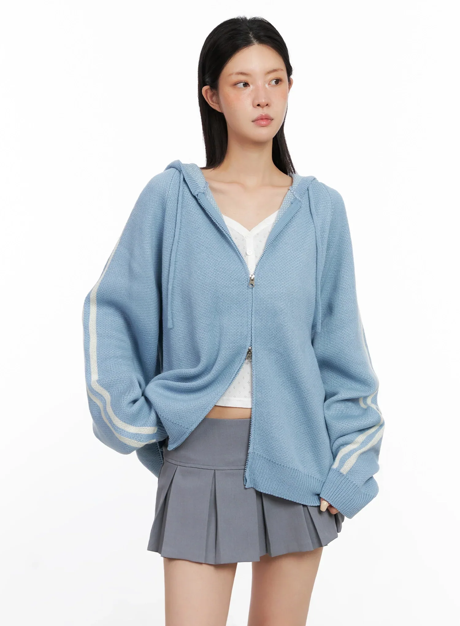 Striped Sleeve Casual Hoodie IS515 - Image 5