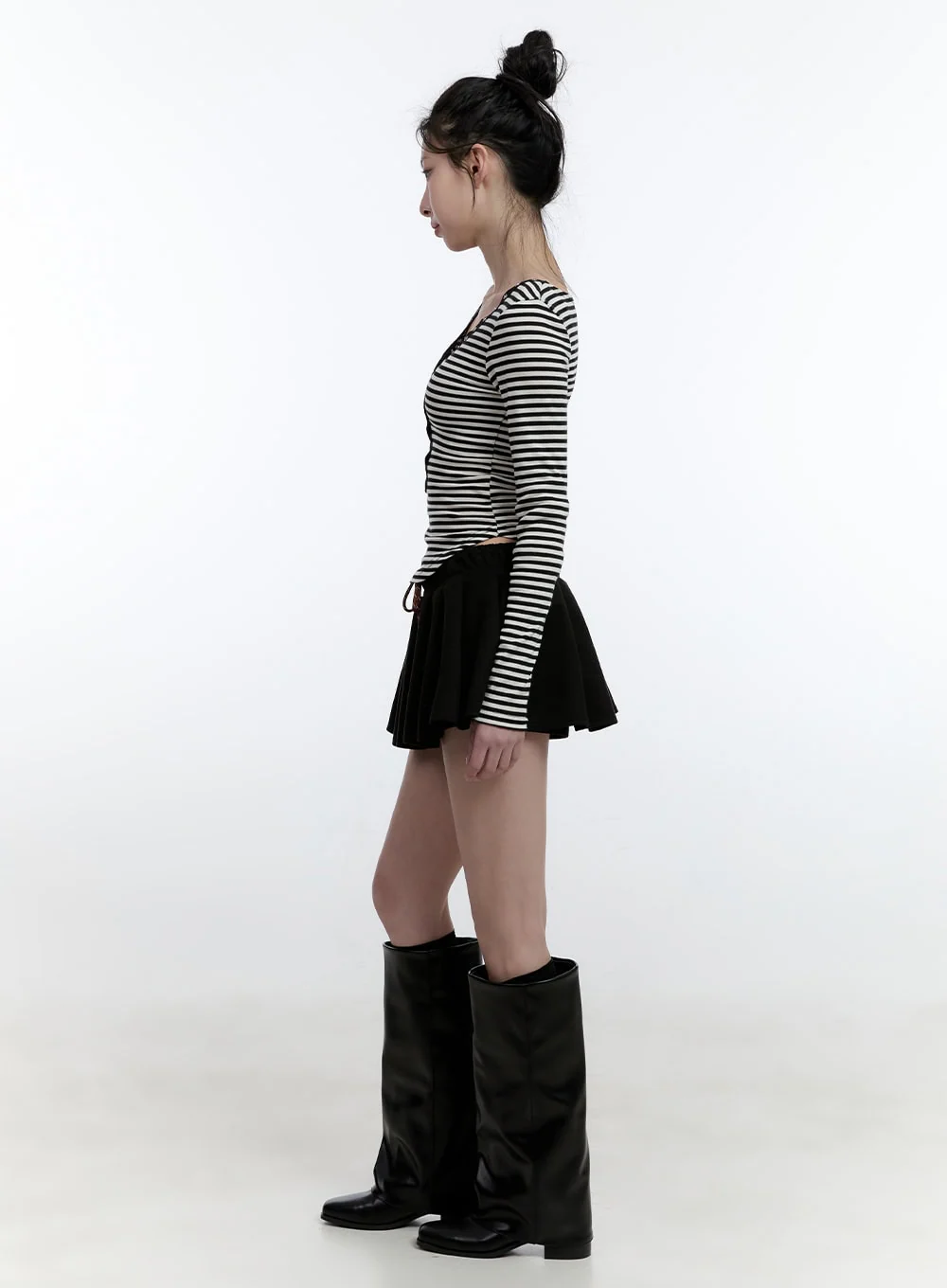 Striped Slim-Fit Buttoned Top CJ522 - Image 5