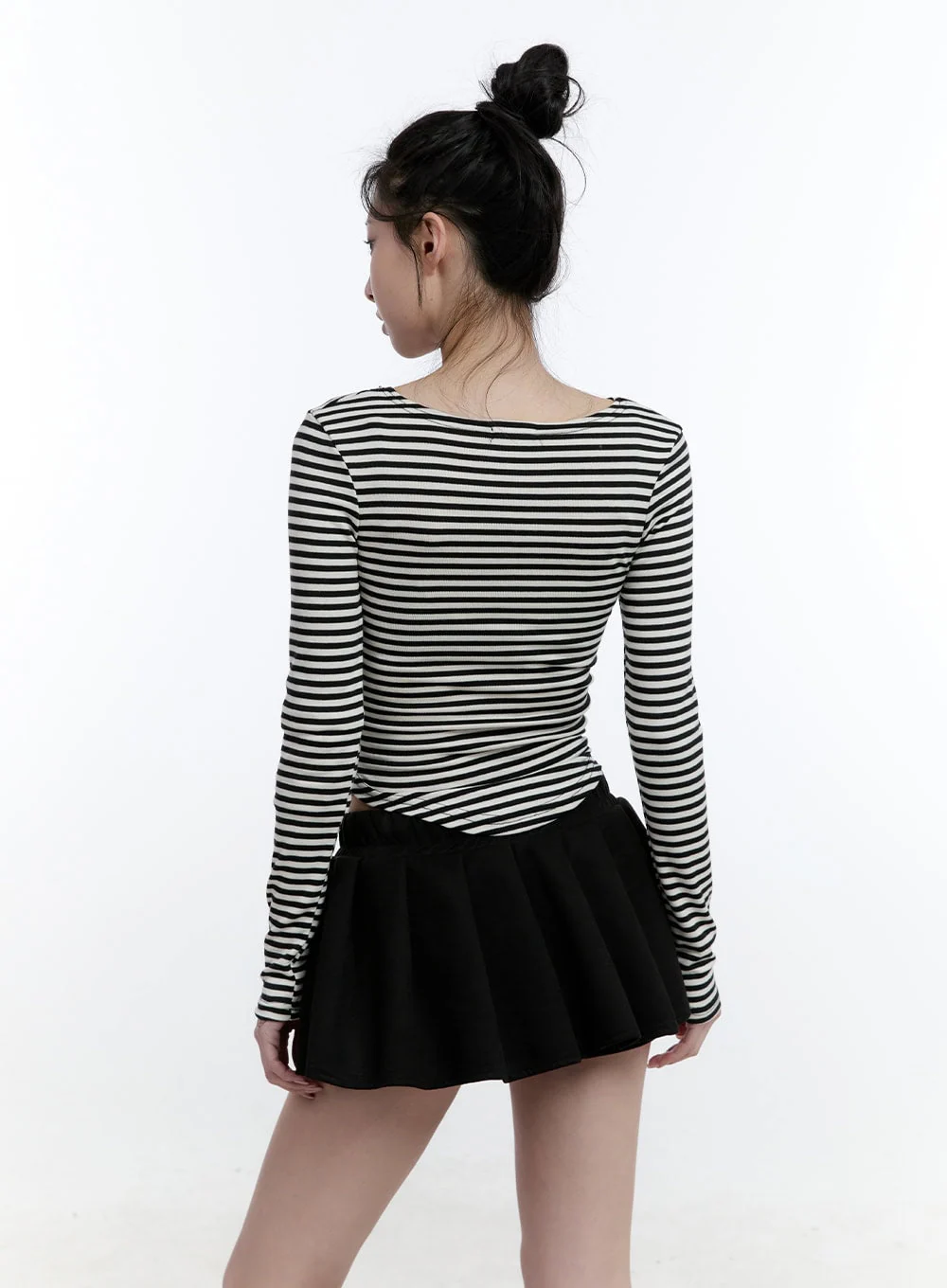 Striped Slim-Fit Buttoned Top CJ522 - Image 6