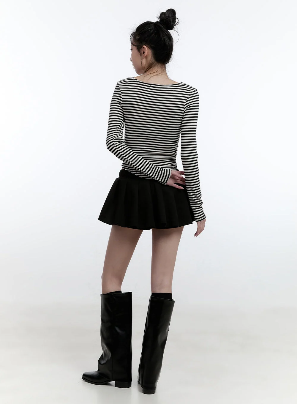 Striped Slim-Fit Buttoned Top CJ522 - Image 7