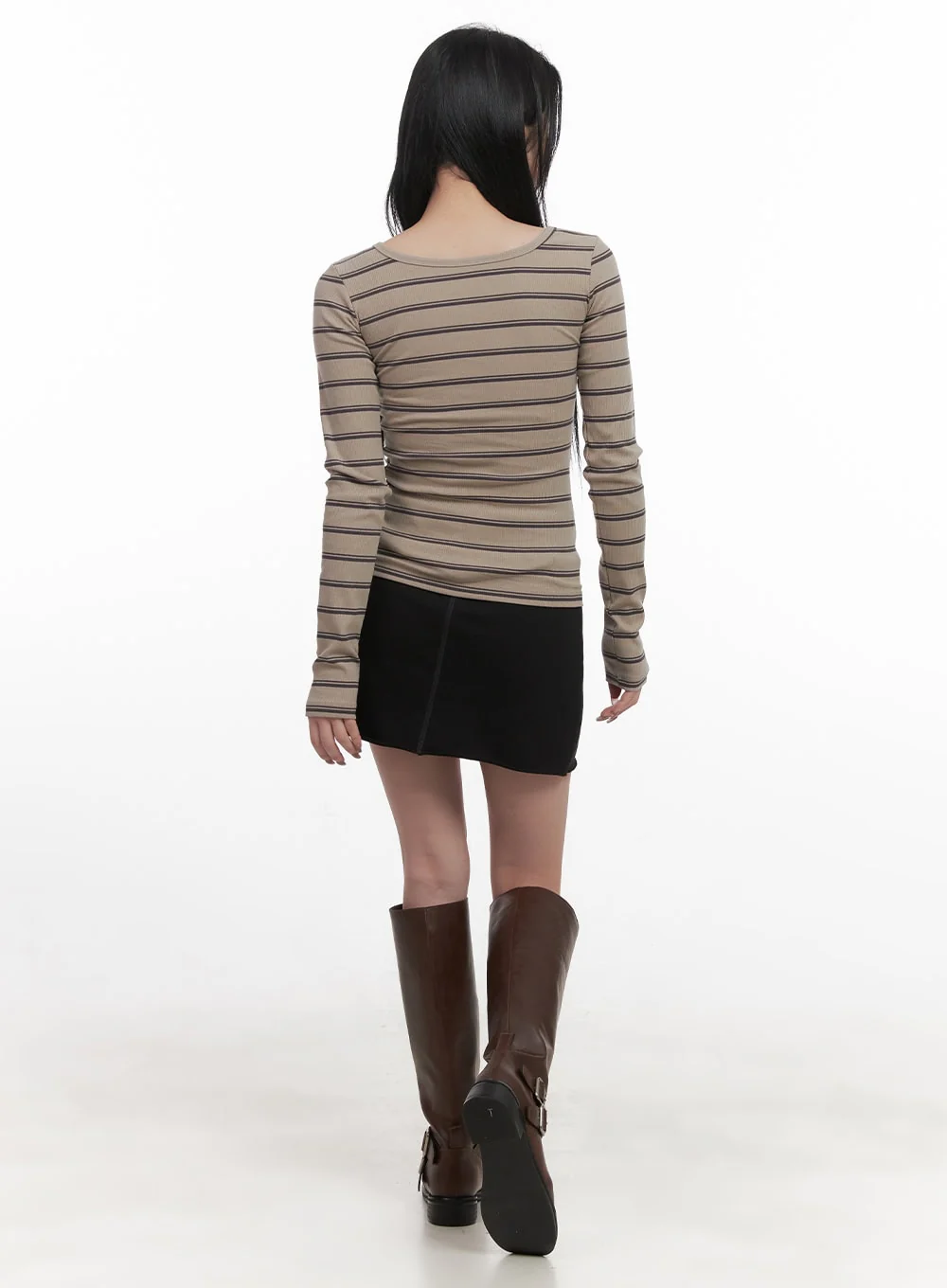 Striped Slim-Fit Long Sleeve Top CJ517 - Image 4