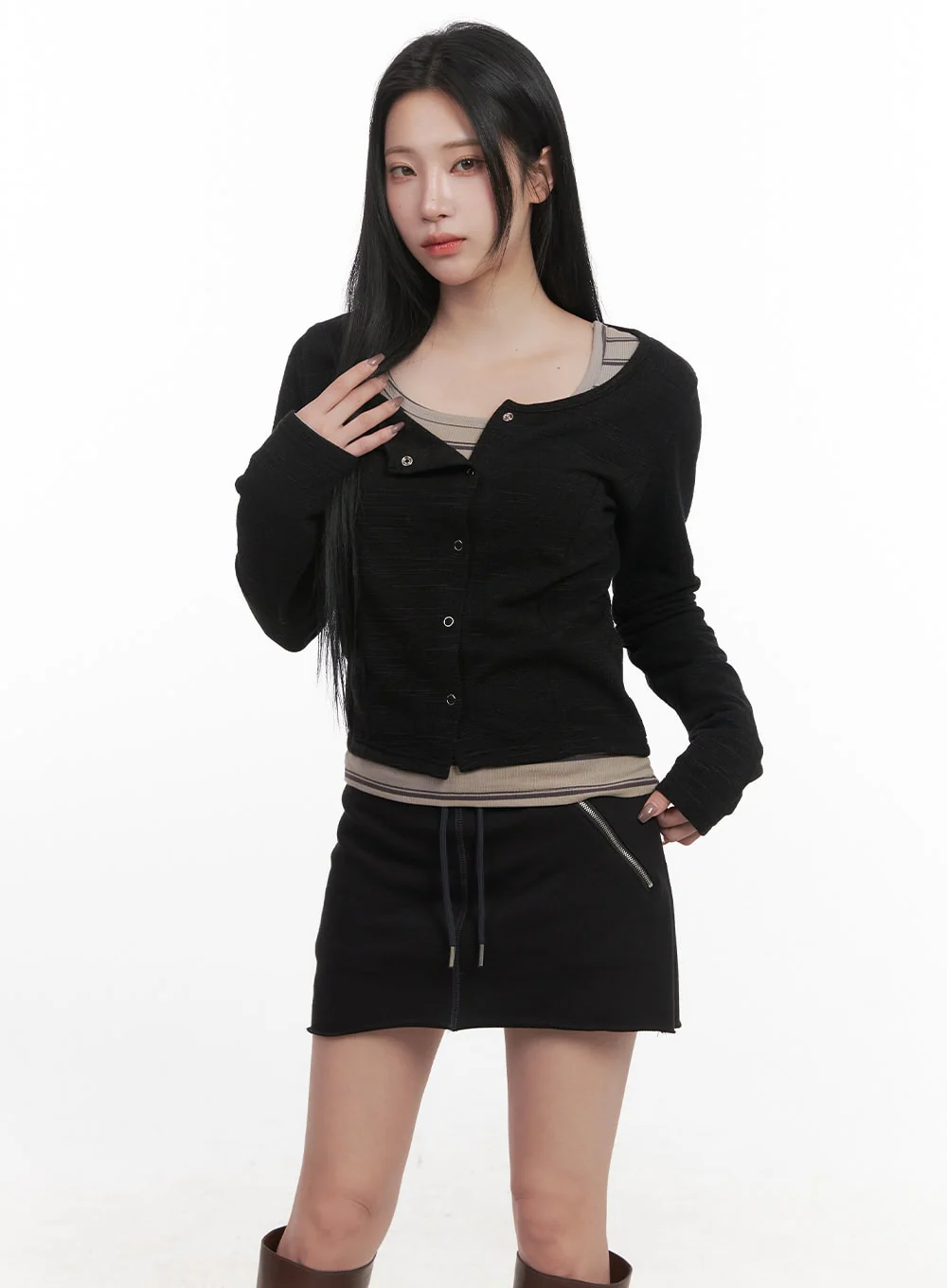 Striped Slim-Fit Long Sleeve Top CJ517 - Image 6