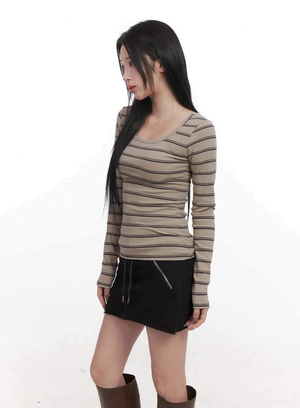 Striped Slim-Fit Long Sleeve Top CJ517 - Image 7