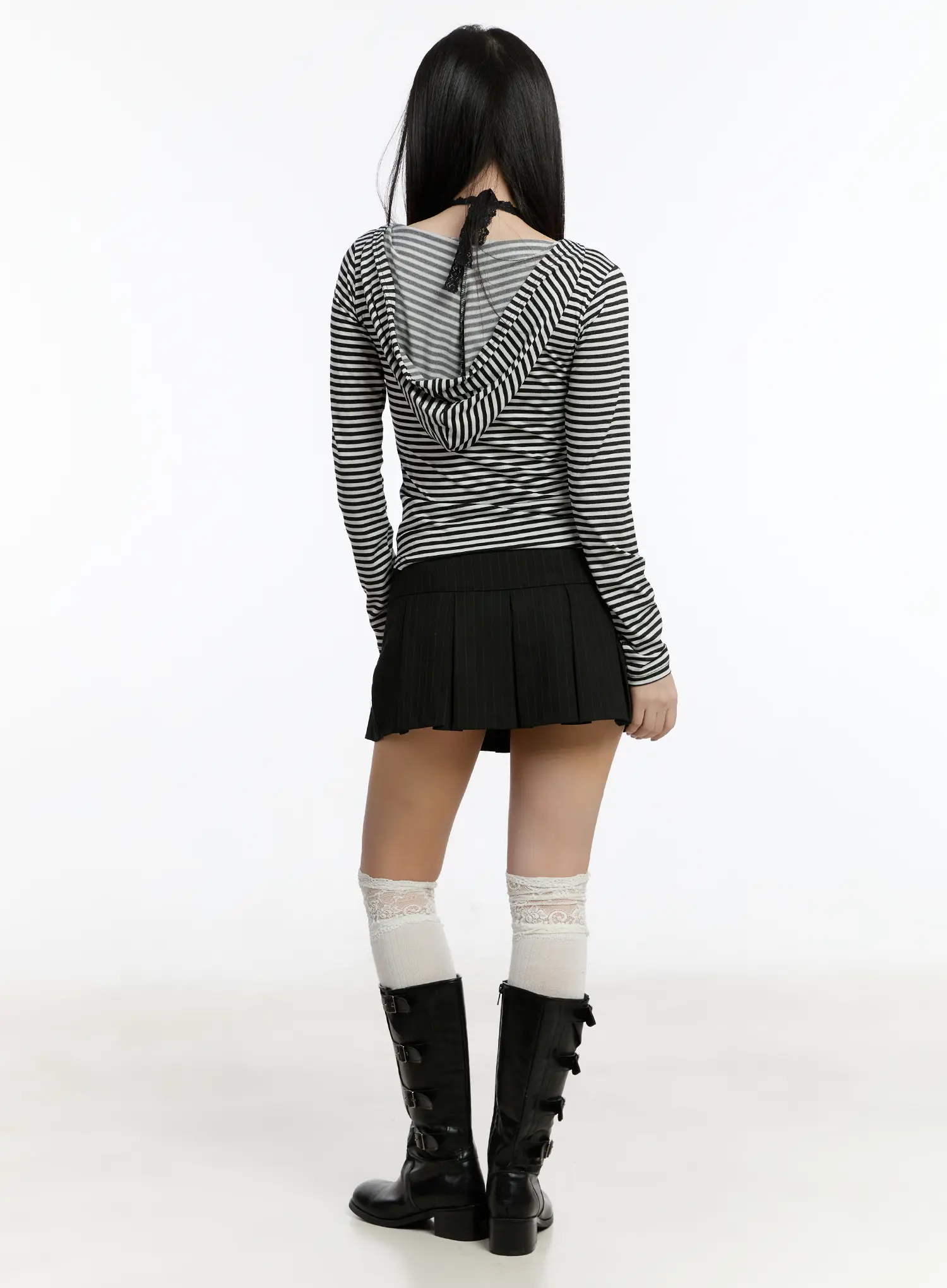 Striped Studded Long Sleeve Hoodie CM511 - Image 5