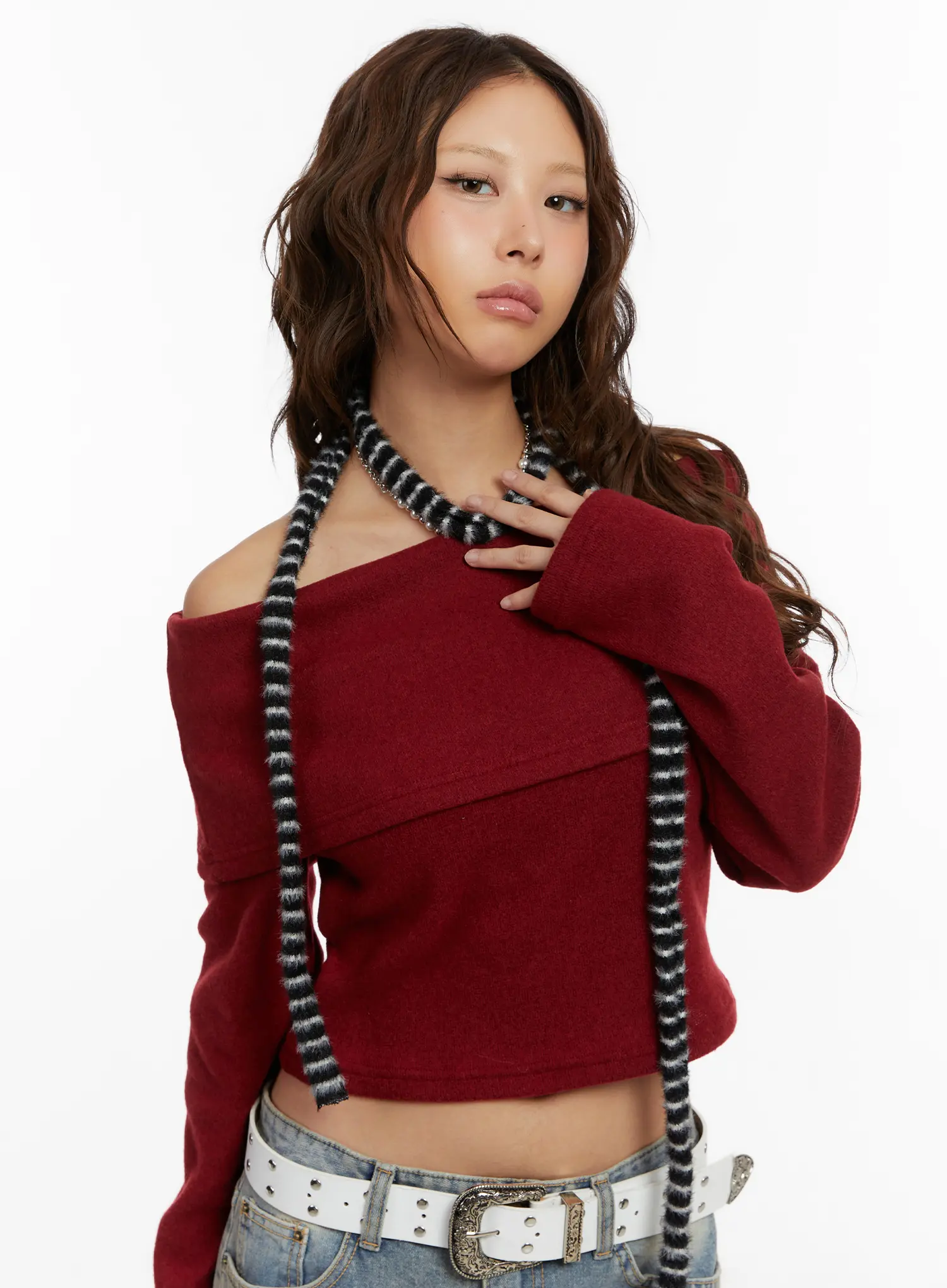 Striped Thin Knit Scarf CD517 - Image 2