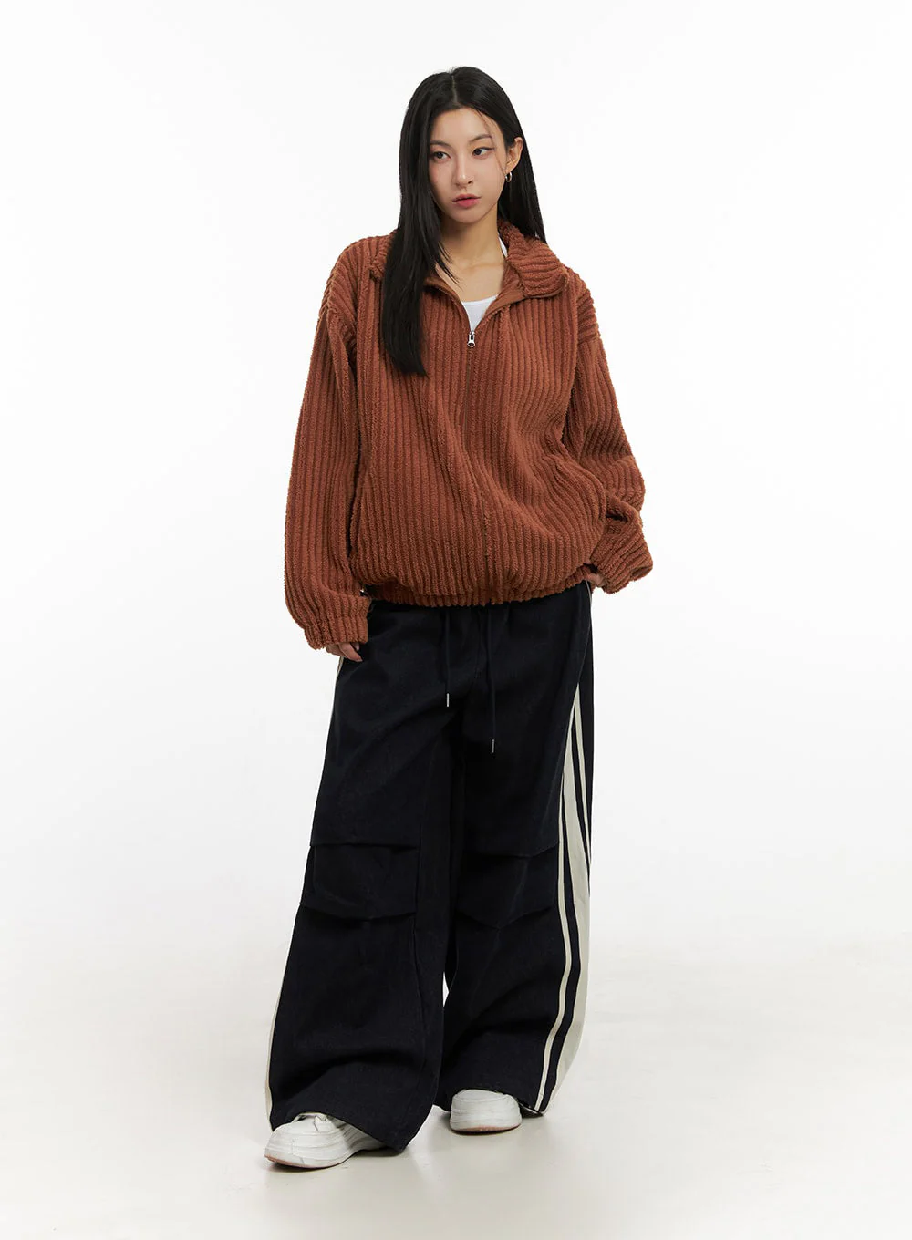 Striped Trackpants with Adjustable Waist IJ503 - Image 3