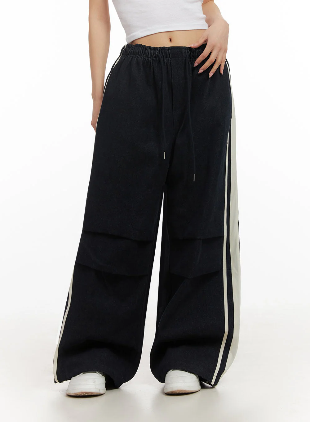 Striped Trackpants with Adjustable Waist IJ503 - Image 4
