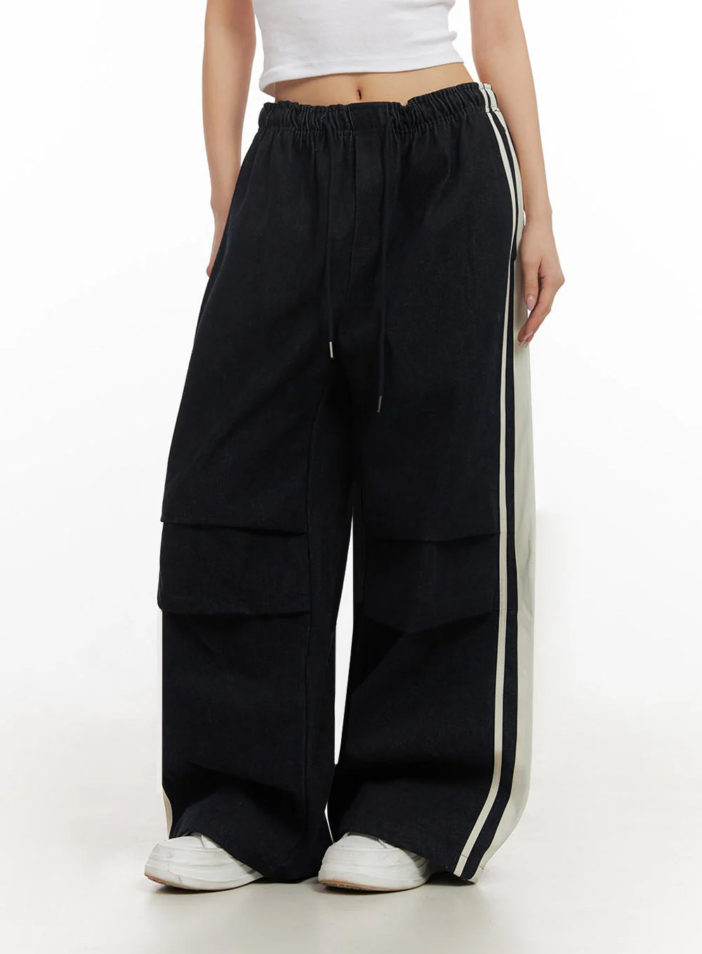 Striped Trackpants with Adjustable Waist IJ503 - Image 5