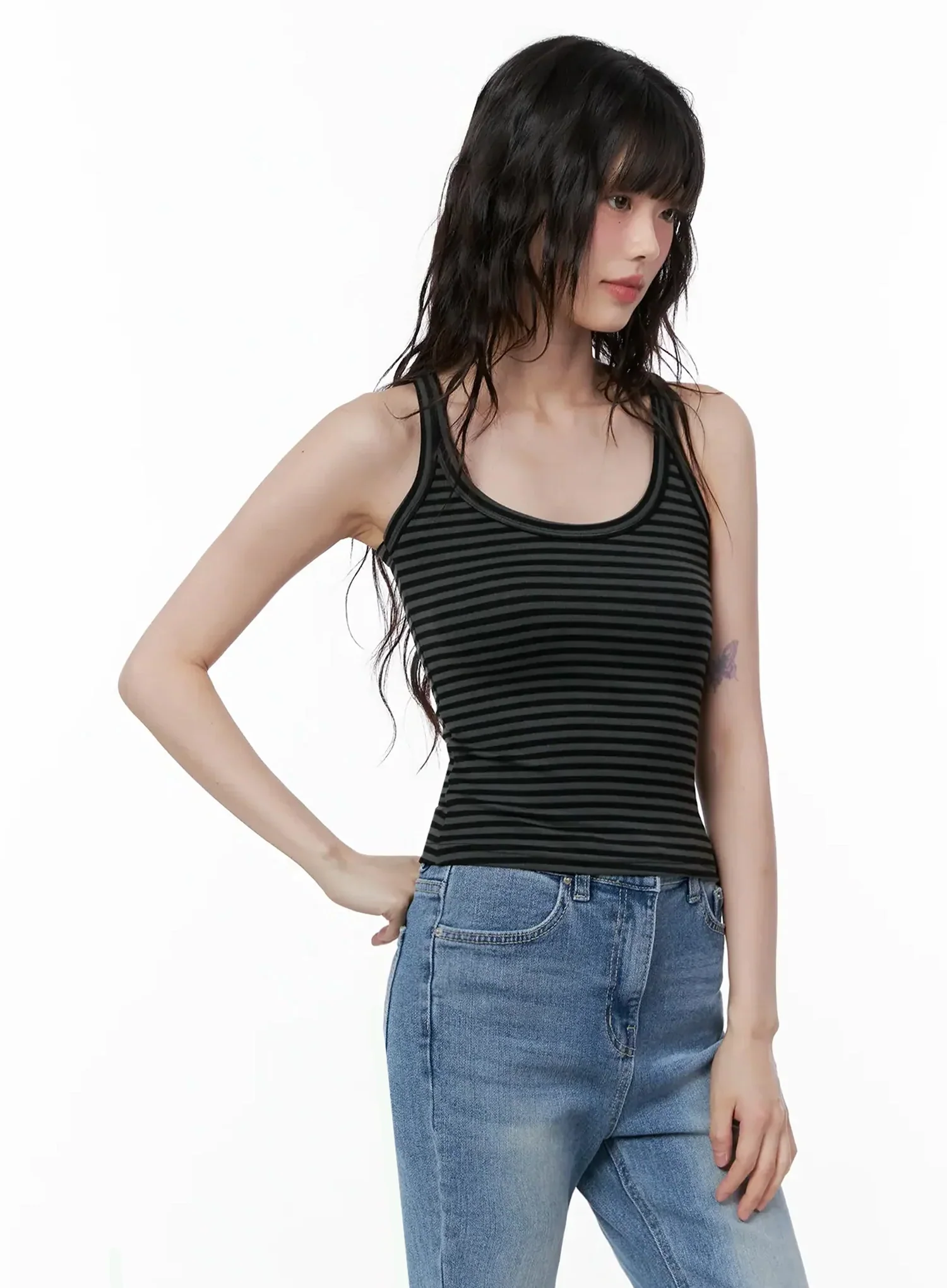 Striped U-Neck Tank Top IL528 - Image 17