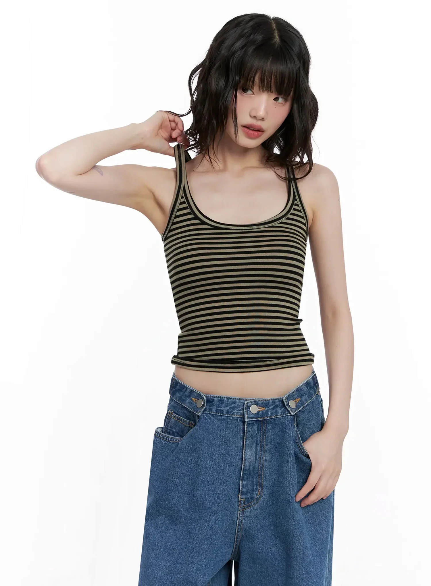 Striped U-Neck Tank Top IL528 - Image 8