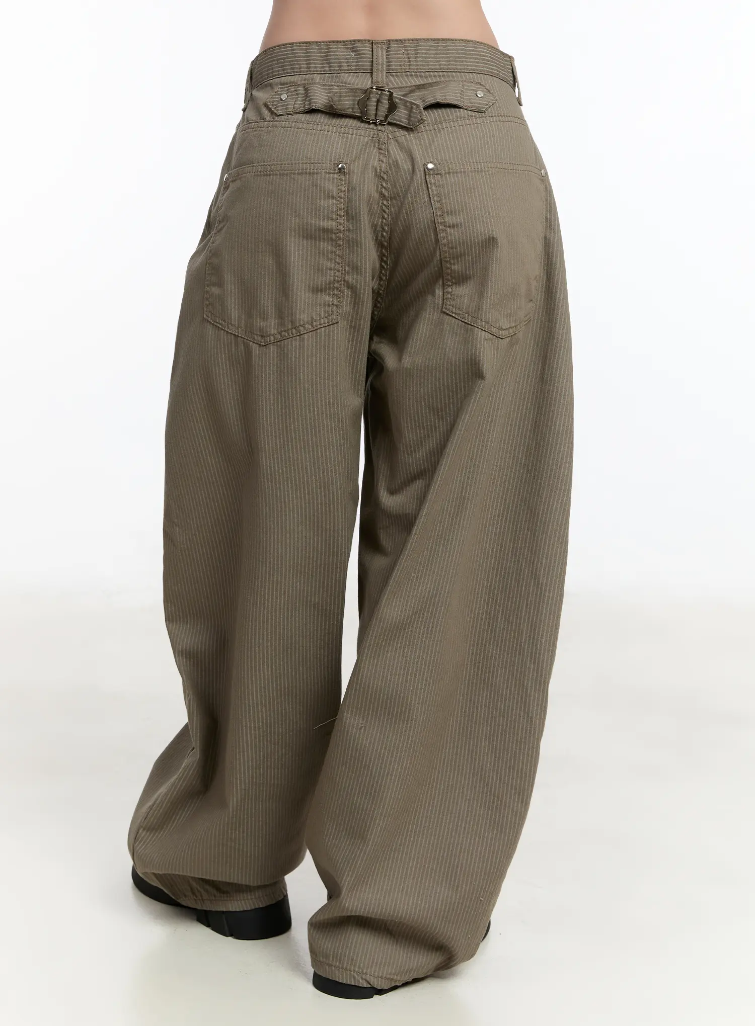 Striped Wide Leg Cotton Trousers CM511