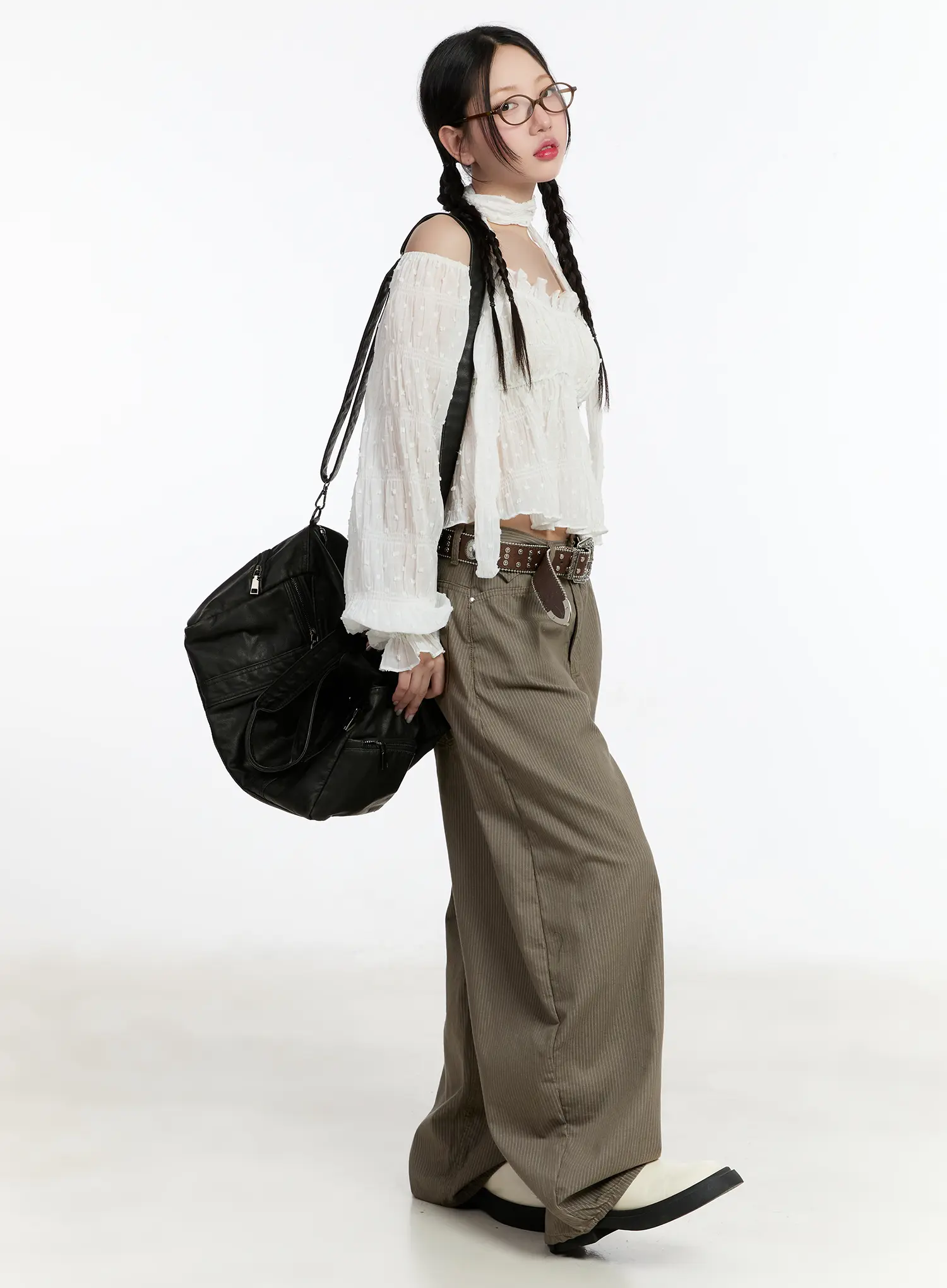 Striped Wide Leg Cotton Trousers CM511 - Image 2