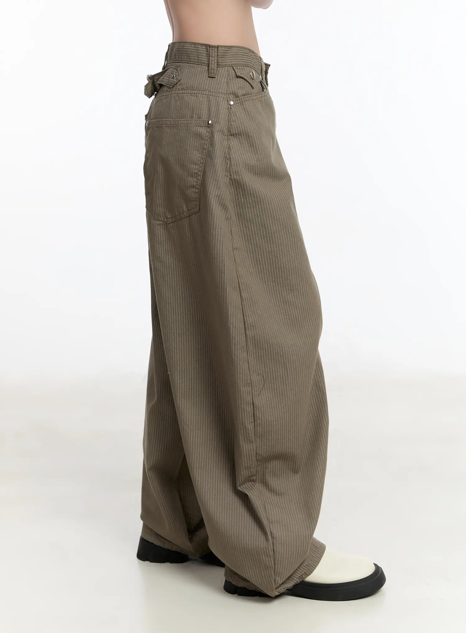 Striped Wide Leg Cotton Trousers CM511 - Image 4
