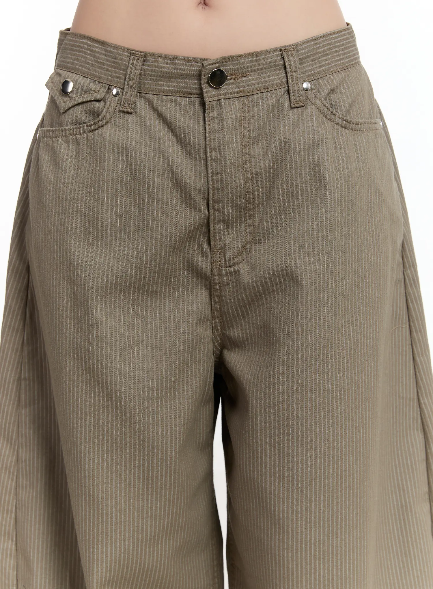 Striped Wide Leg Cotton Trousers CM511 - Image 8