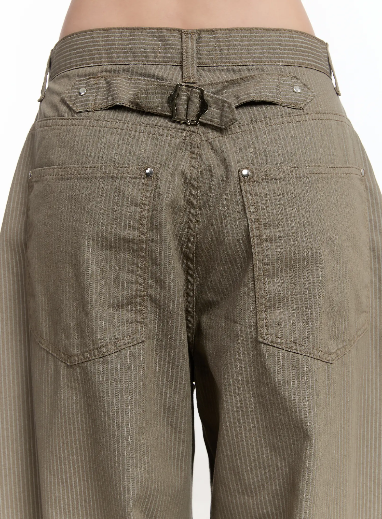 Striped Wide Leg Cotton Trousers CM511 - Image 9