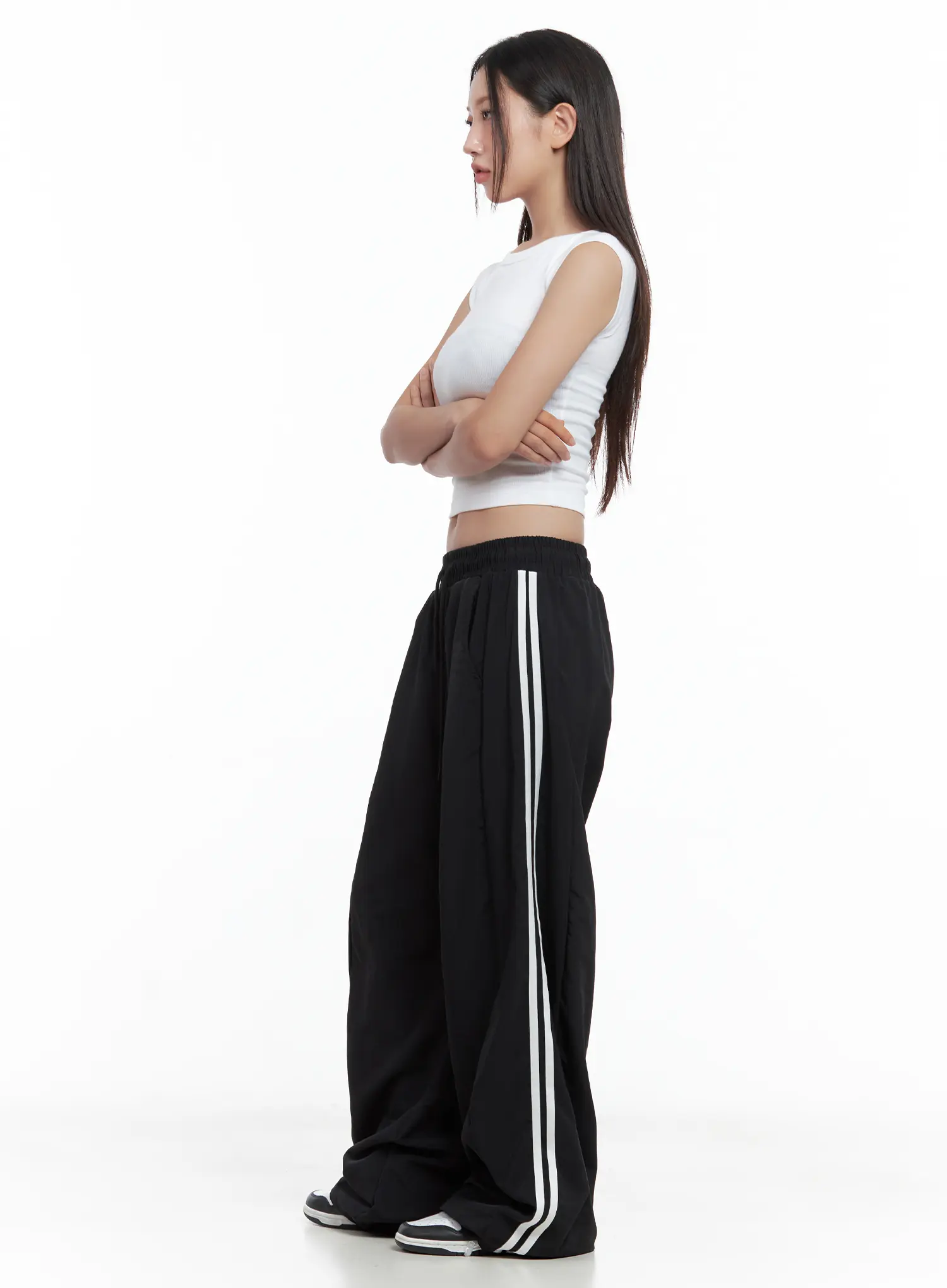 Striped Wide-Leg Nylon Track Pants CL509 - Image 2