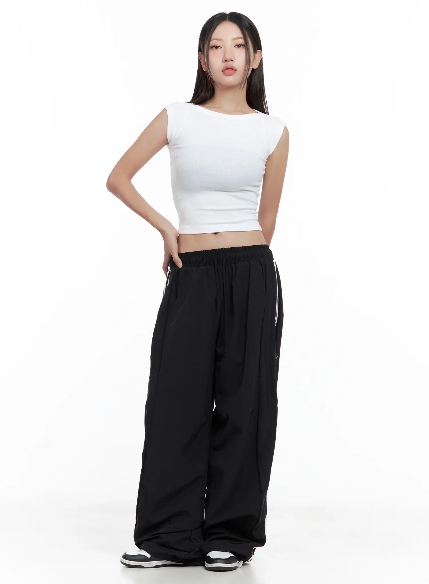 Striped Wide-Leg Nylon Track Pants CL509 - Image 3