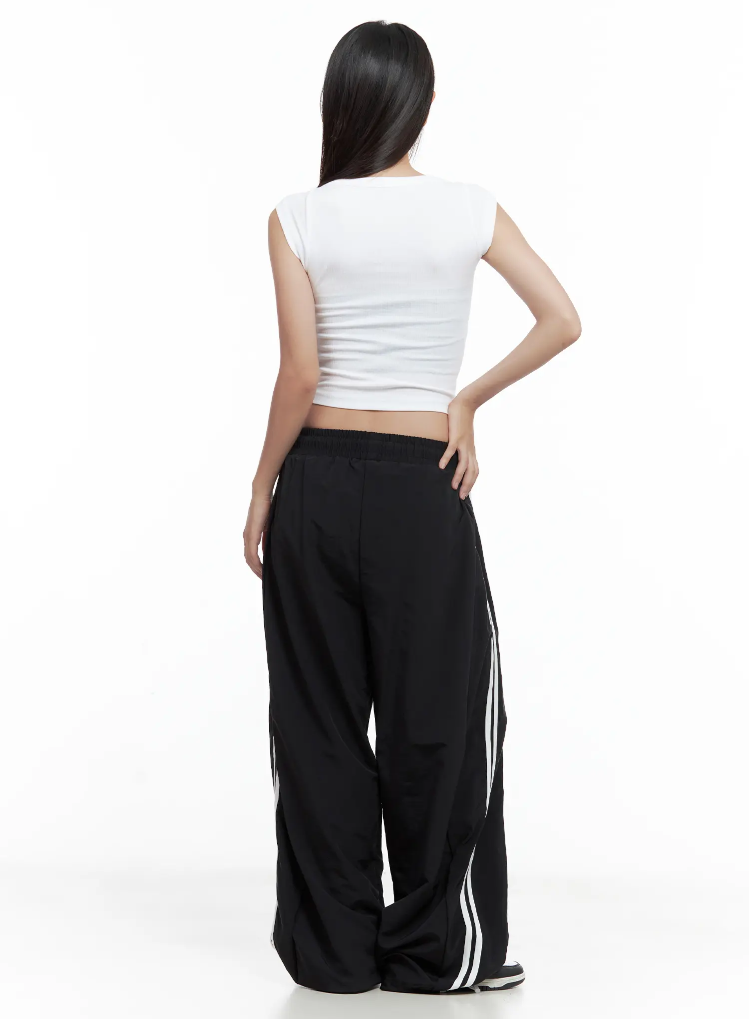 Striped Wide-Leg Nylon Track Pants CL509 - Image 4