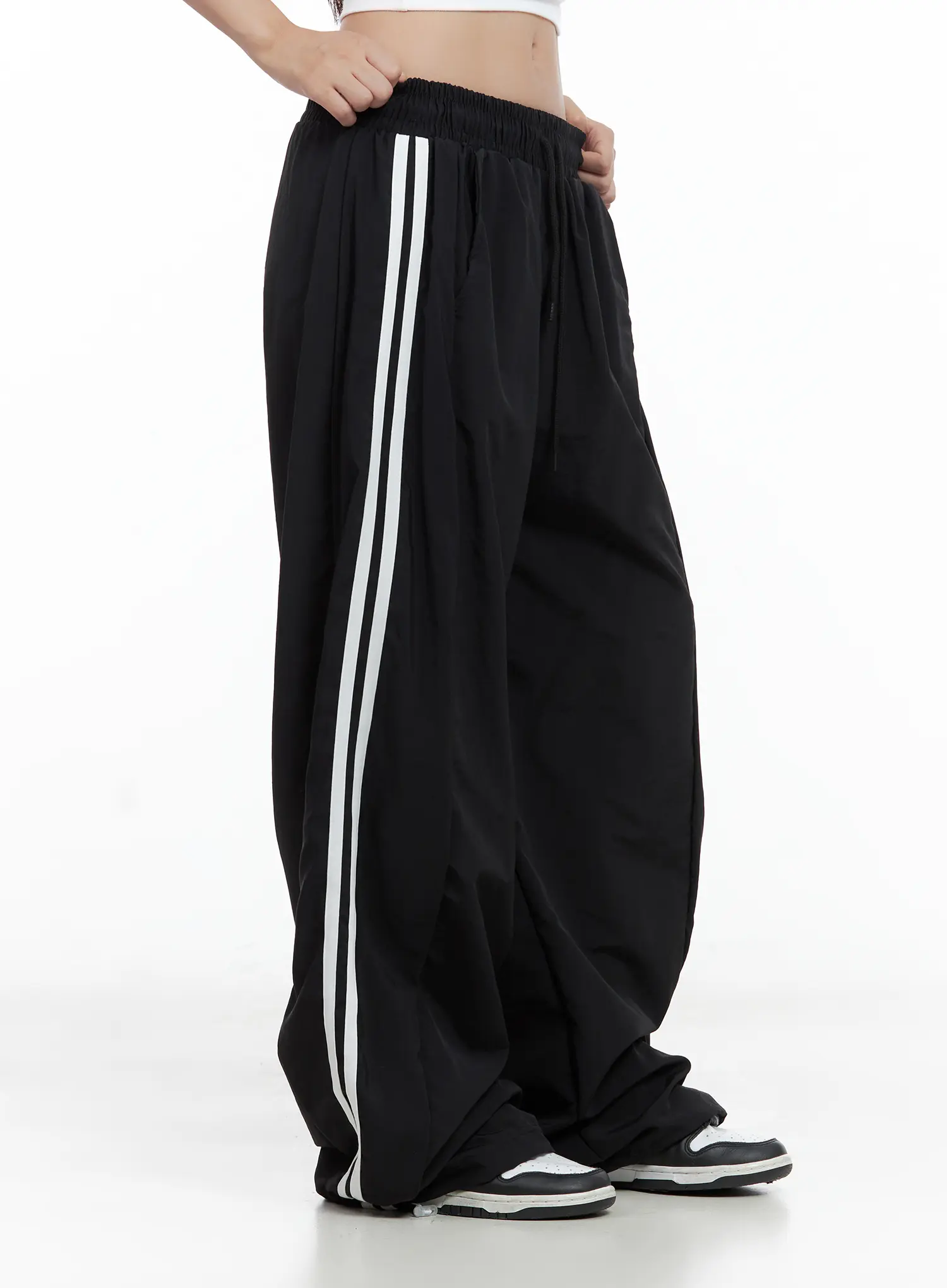 Striped Wide-Leg Nylon Track Pants CL509 - Image 5