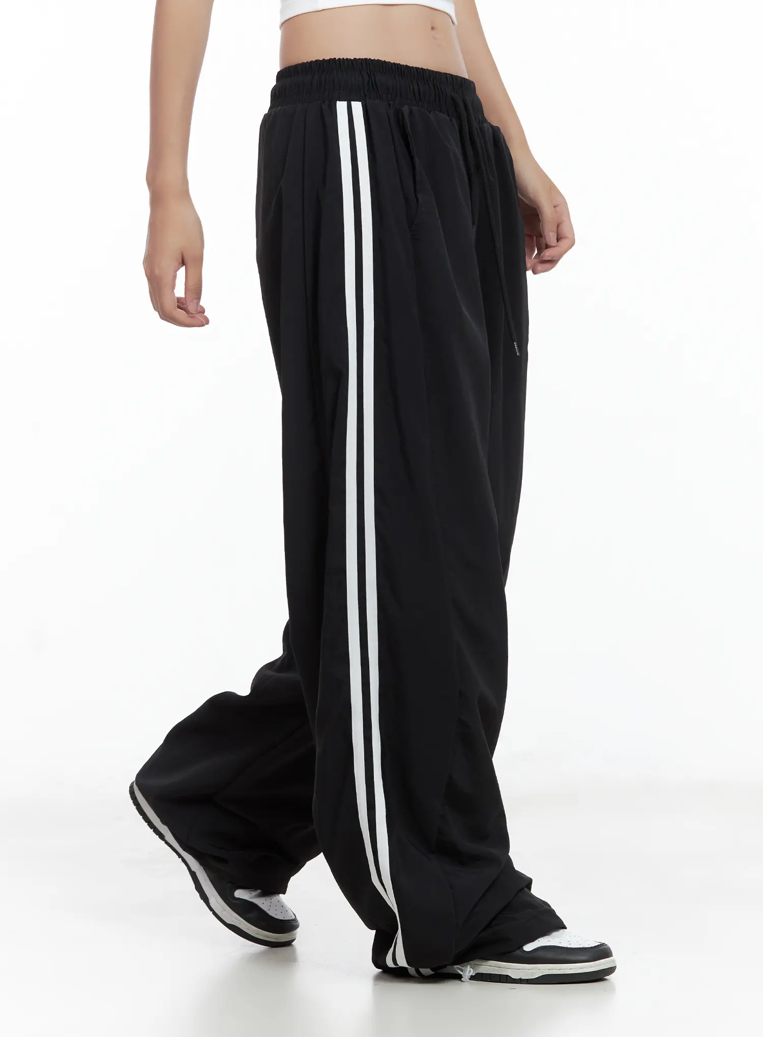Striped Wide-Leg Nylon Track Pants CL509 - Image 6