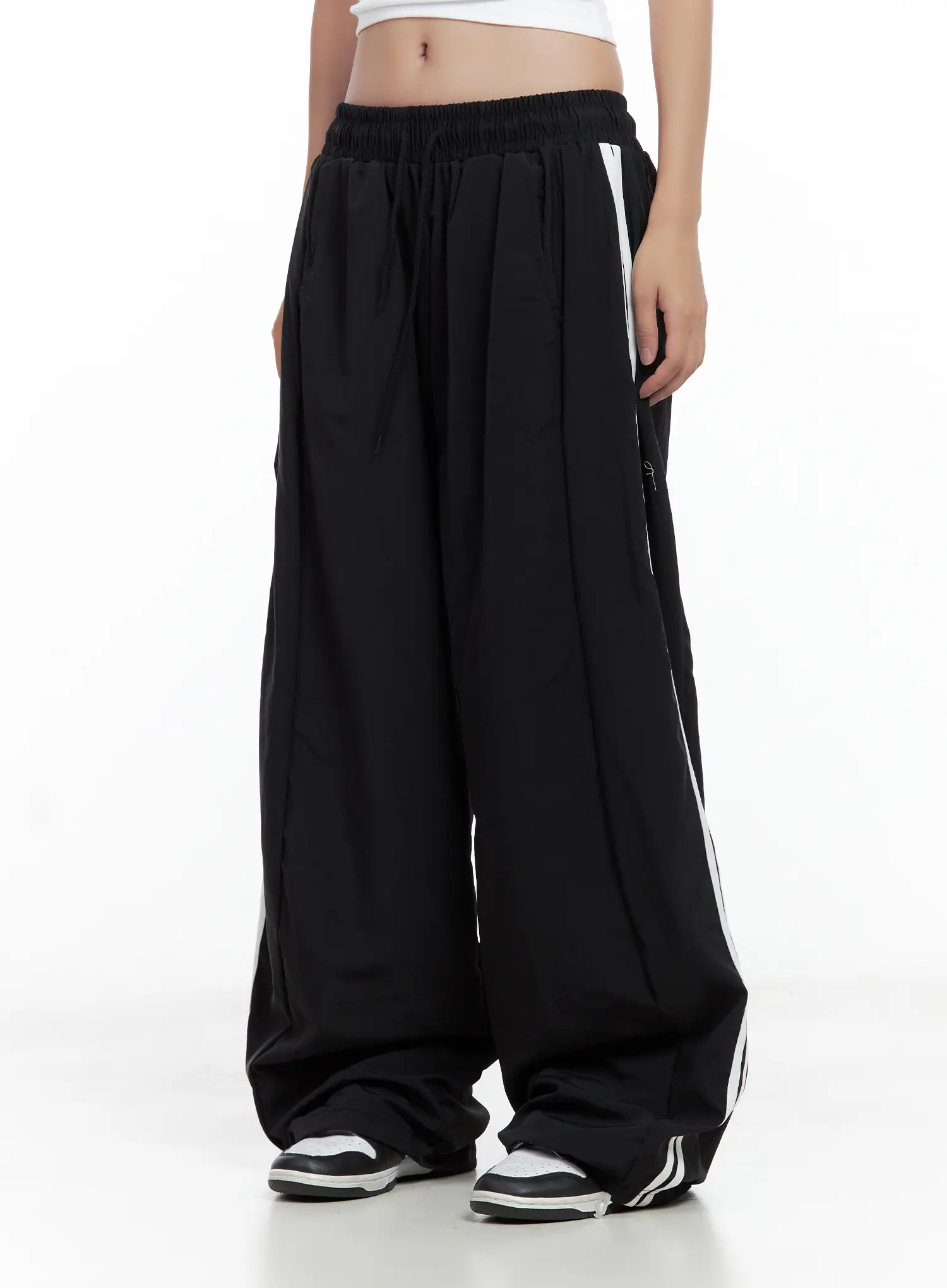 Striped Wide-Leg Nylon Track Pants CL509 - Image 9