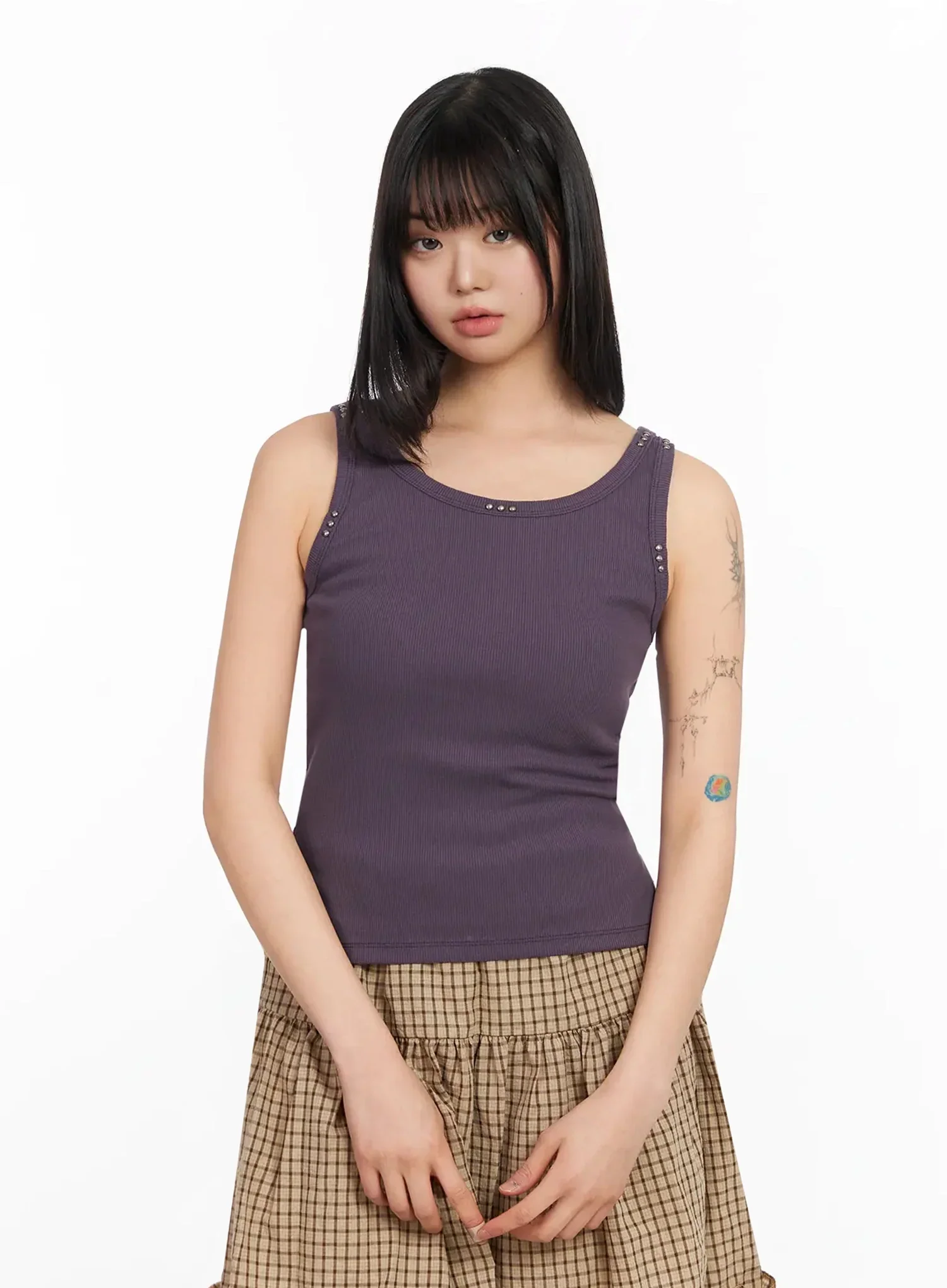 Stud Detail Ribbed Tank IA523 - Image 2