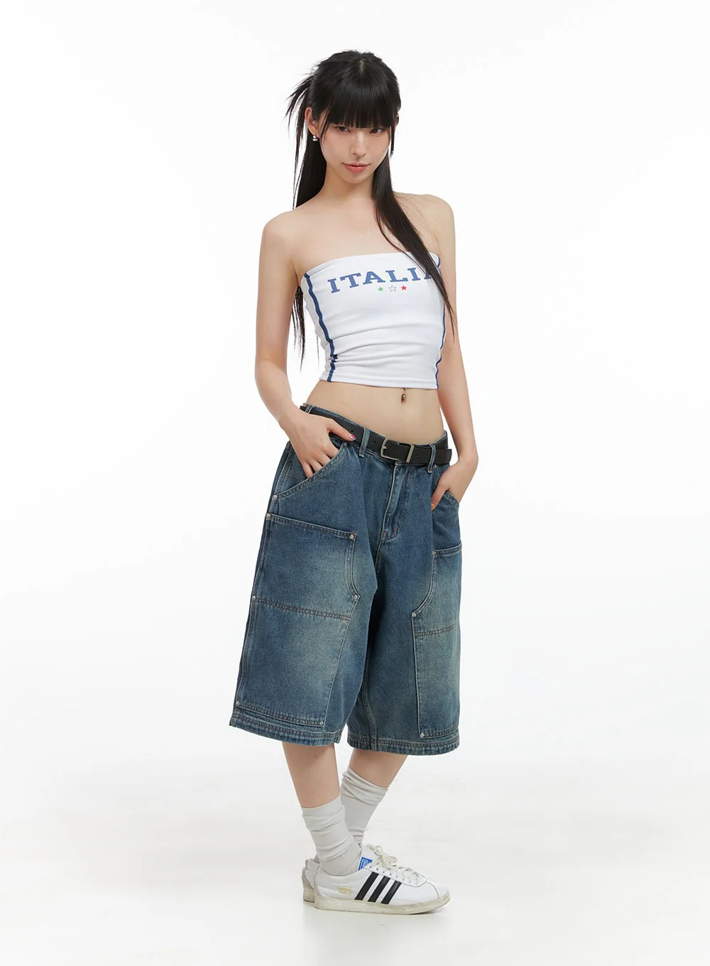 Stud Washed Baggy Jorts (UNISEX) CG408 - Image 2
