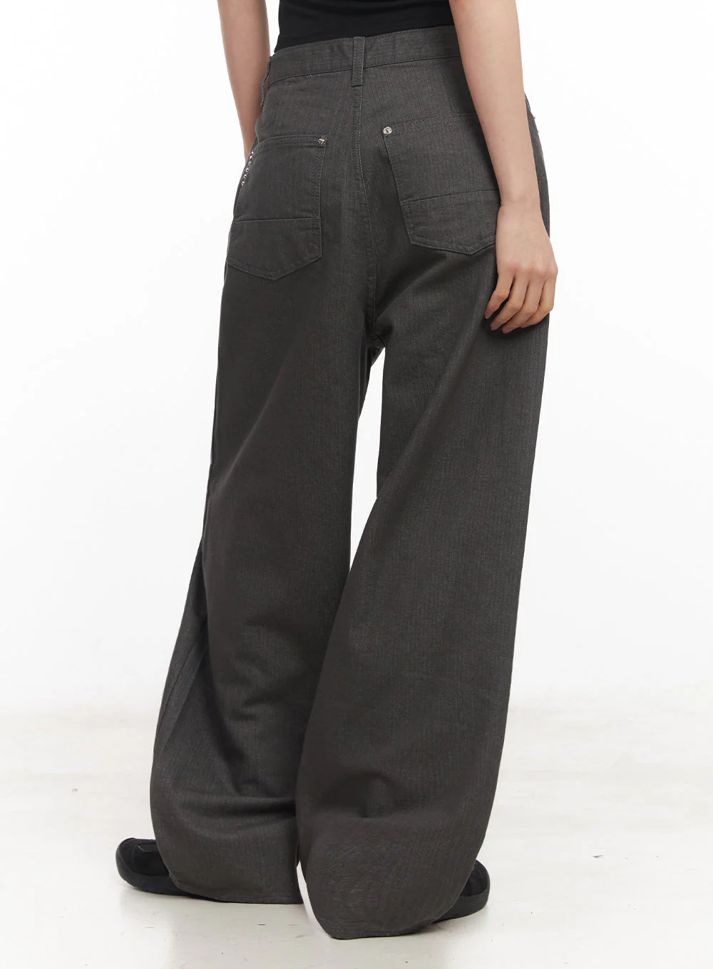 Studded Cotton Wide-Leg Pants IY516 - Image 13