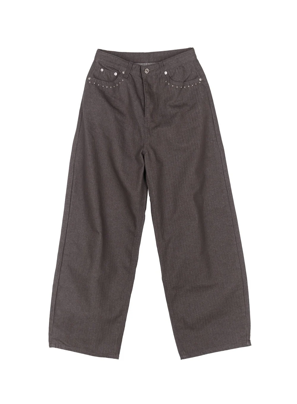 Studded Cotton Wide-Leg Pants IY516 - Image 15