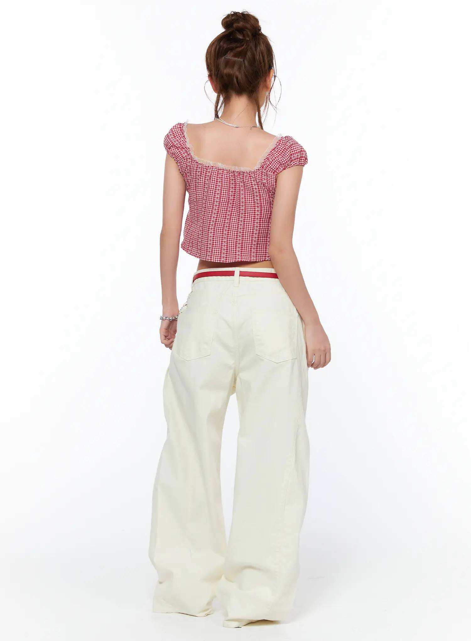 Studded Cross Chain Wide Pants CA514 - Image 6